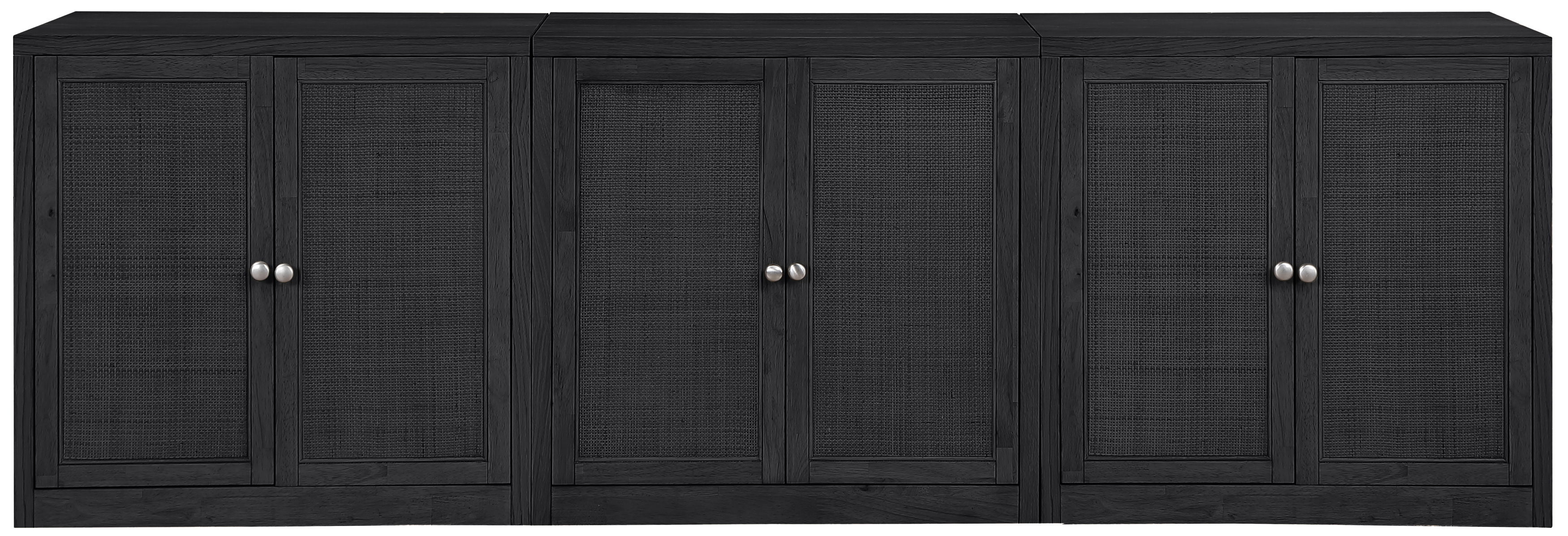 Vero - Solid Wood And Oak Veneer 3 Piece Sideboard/Buffet - Black