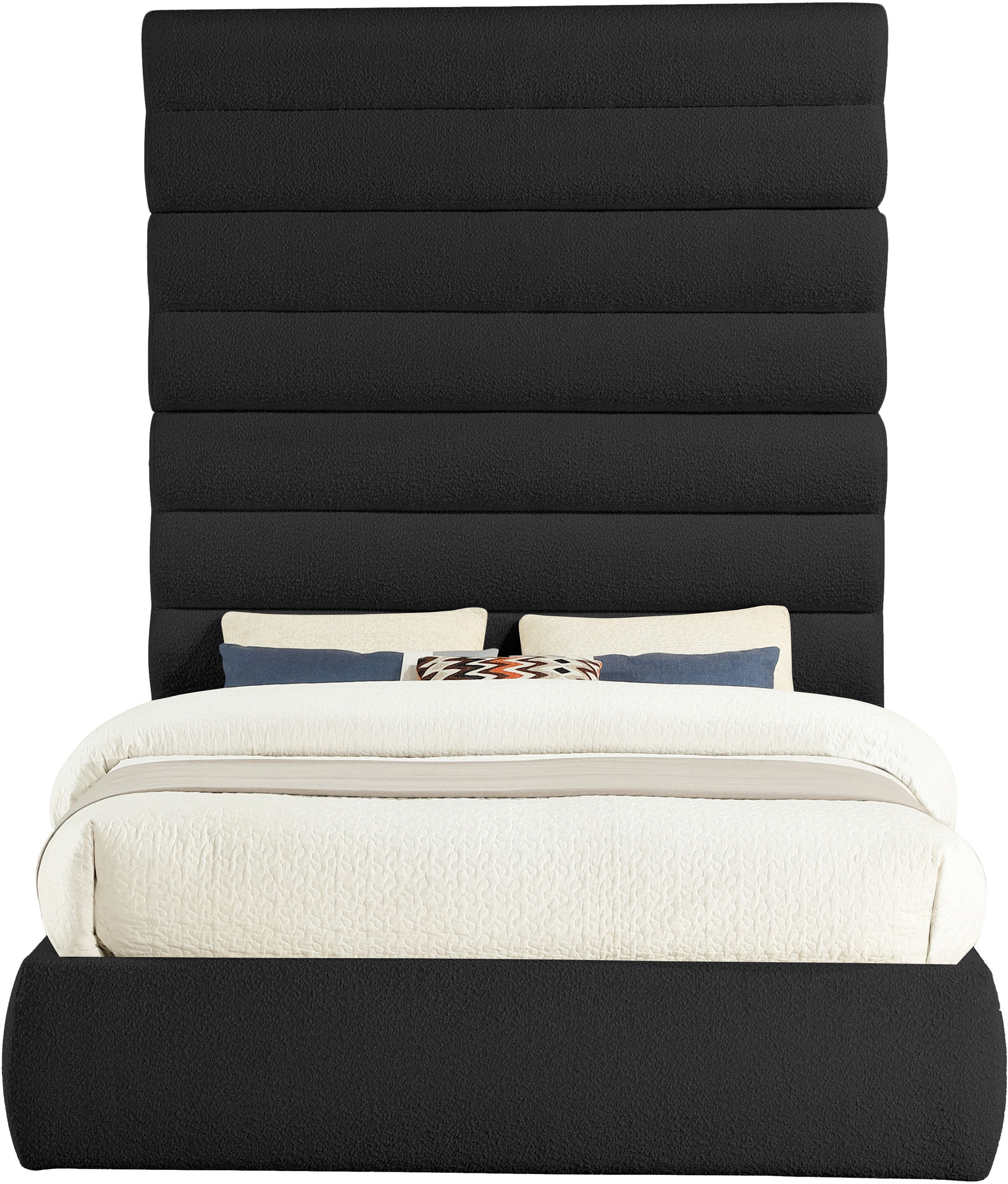 Adam - Boucle Fabric Queen Bed With 89" Headboard - Black
