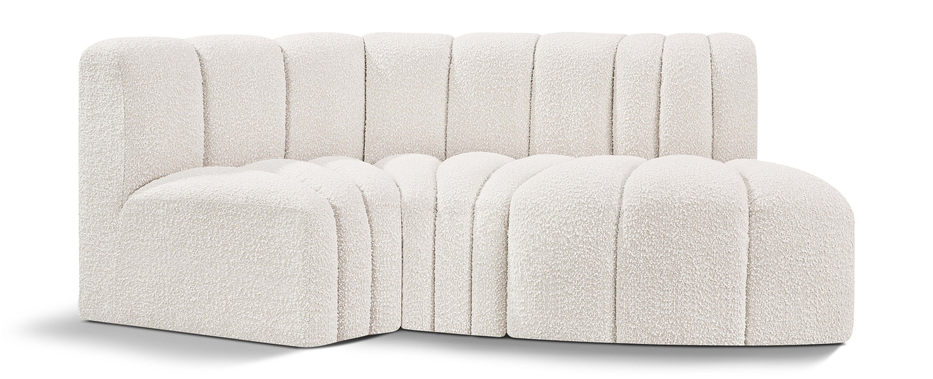 Arc - Boucle Fabric 3 Piece Modular L-Shaped Sofa - Cream