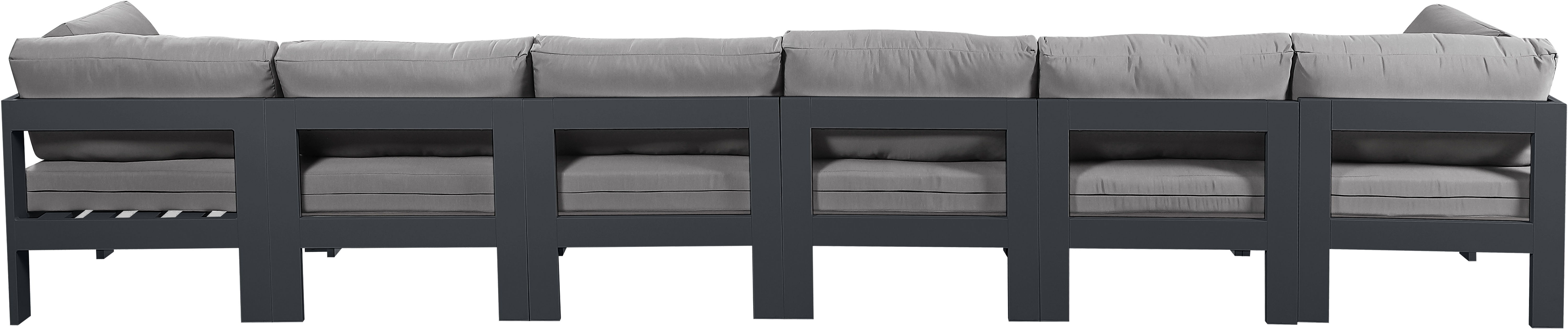Nizuc - Outdoor Patio 6 Piece Modular Sofa With Gray Frame - Gray