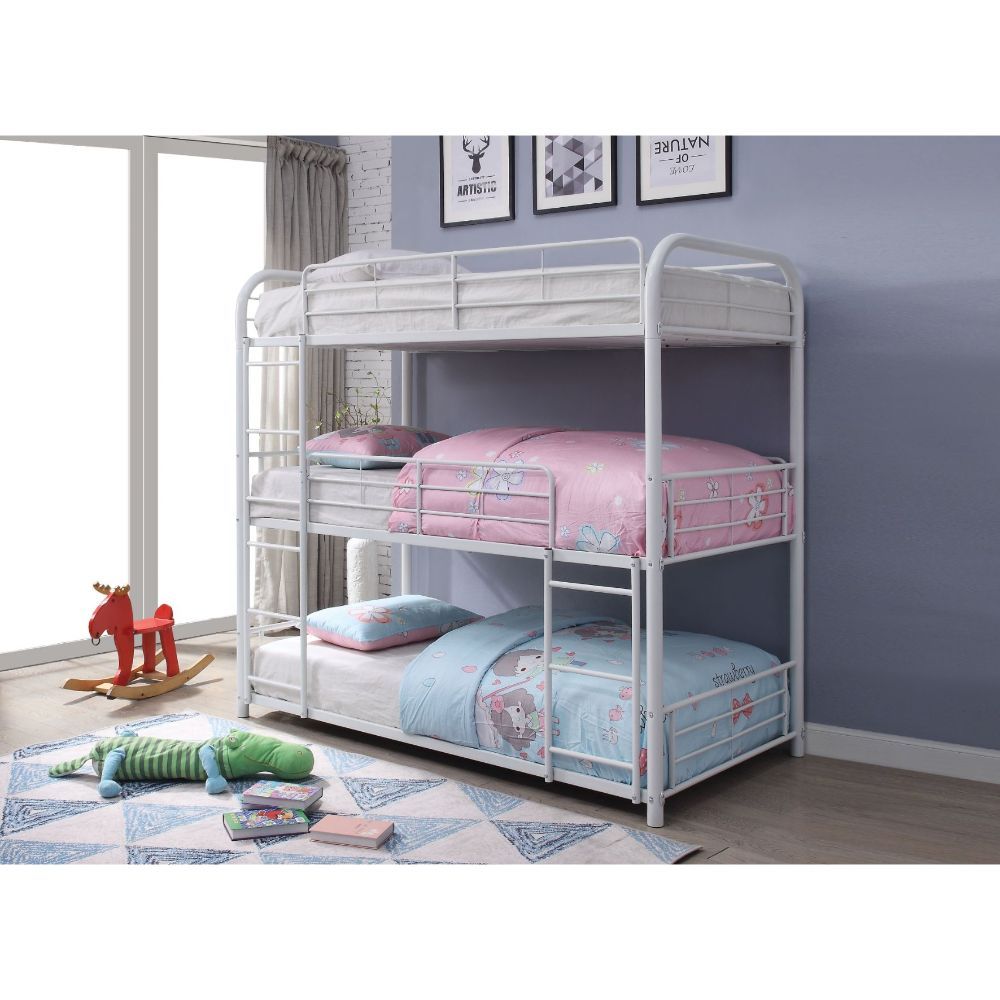 Cairo - Triple Full Bunk Bed - White, white