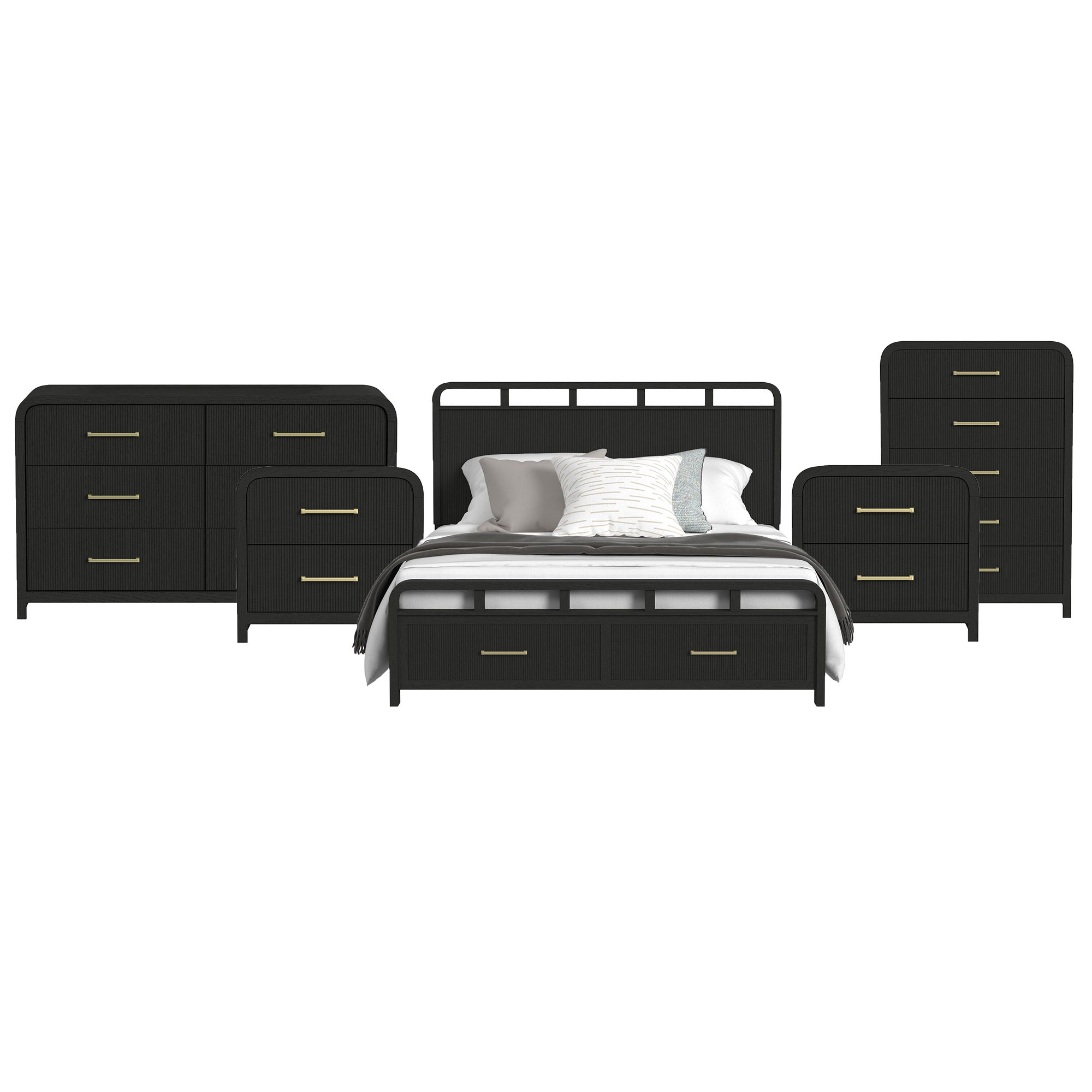 King · 5 Pc · Bedroom Set With 2 Nightstands, Dresser & Chest