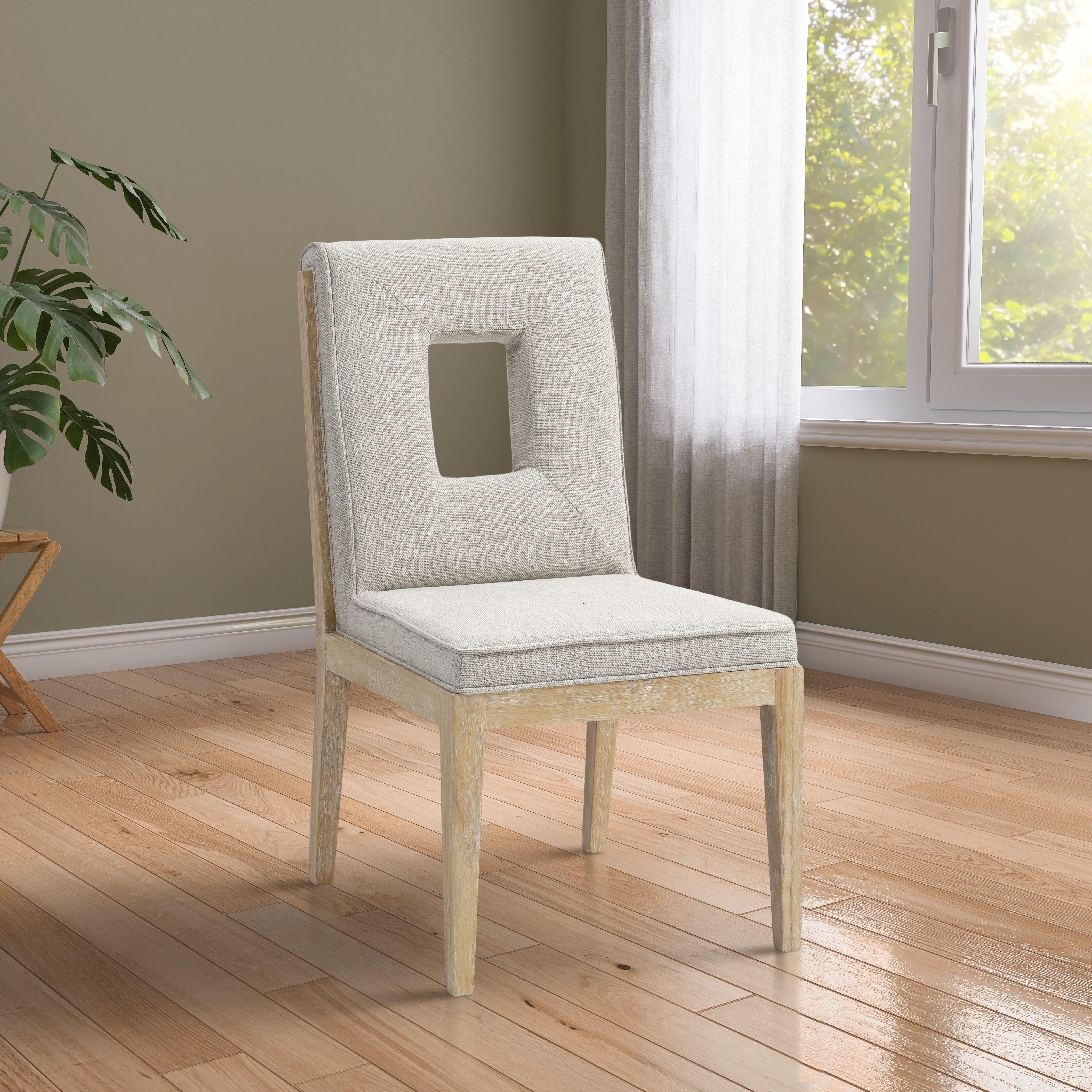 Gwendolyn - Dining Side Chair With Natural Frame (Set of 2) - Cream