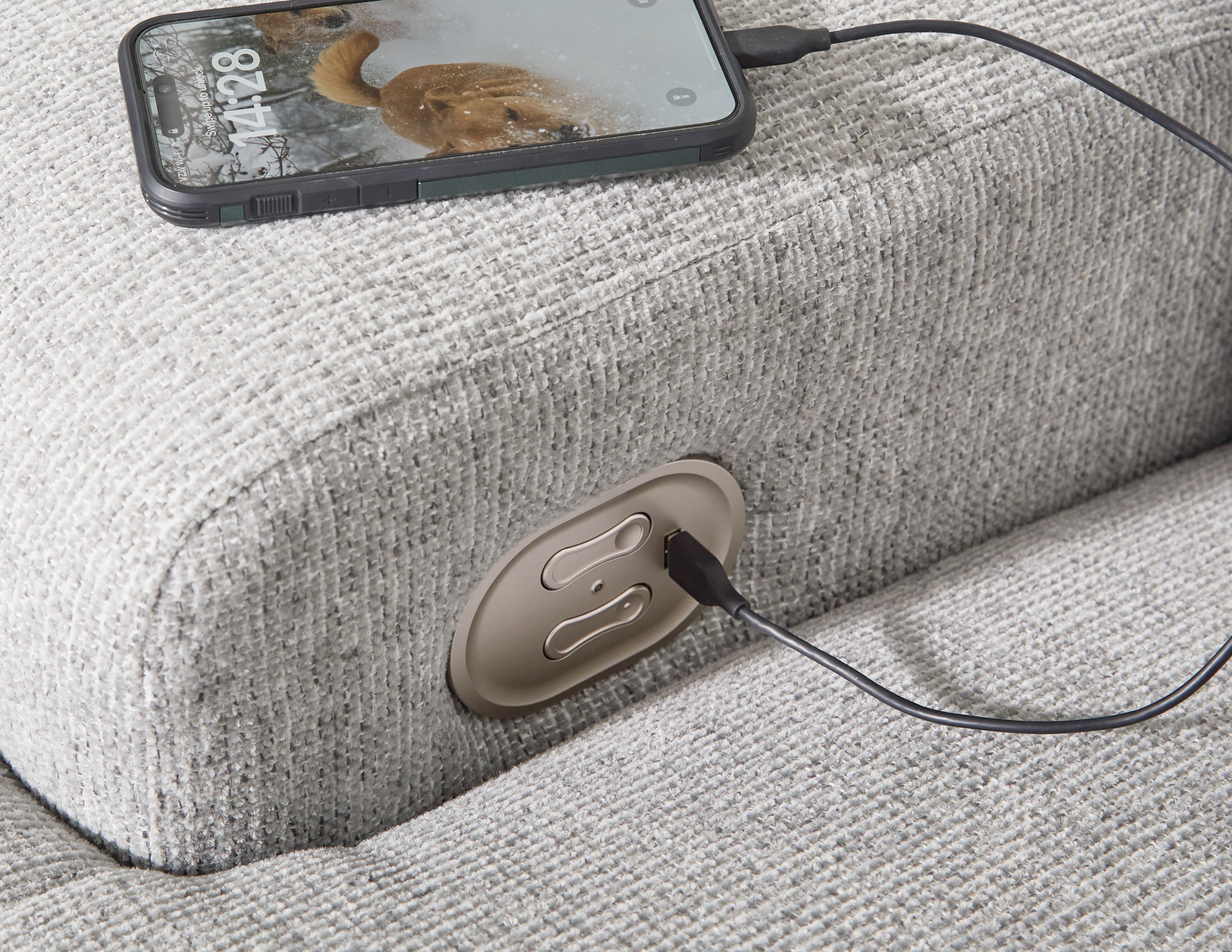 Acklen Place - 5-Piece Power Reclining Sectional With Storage Console - Pewter