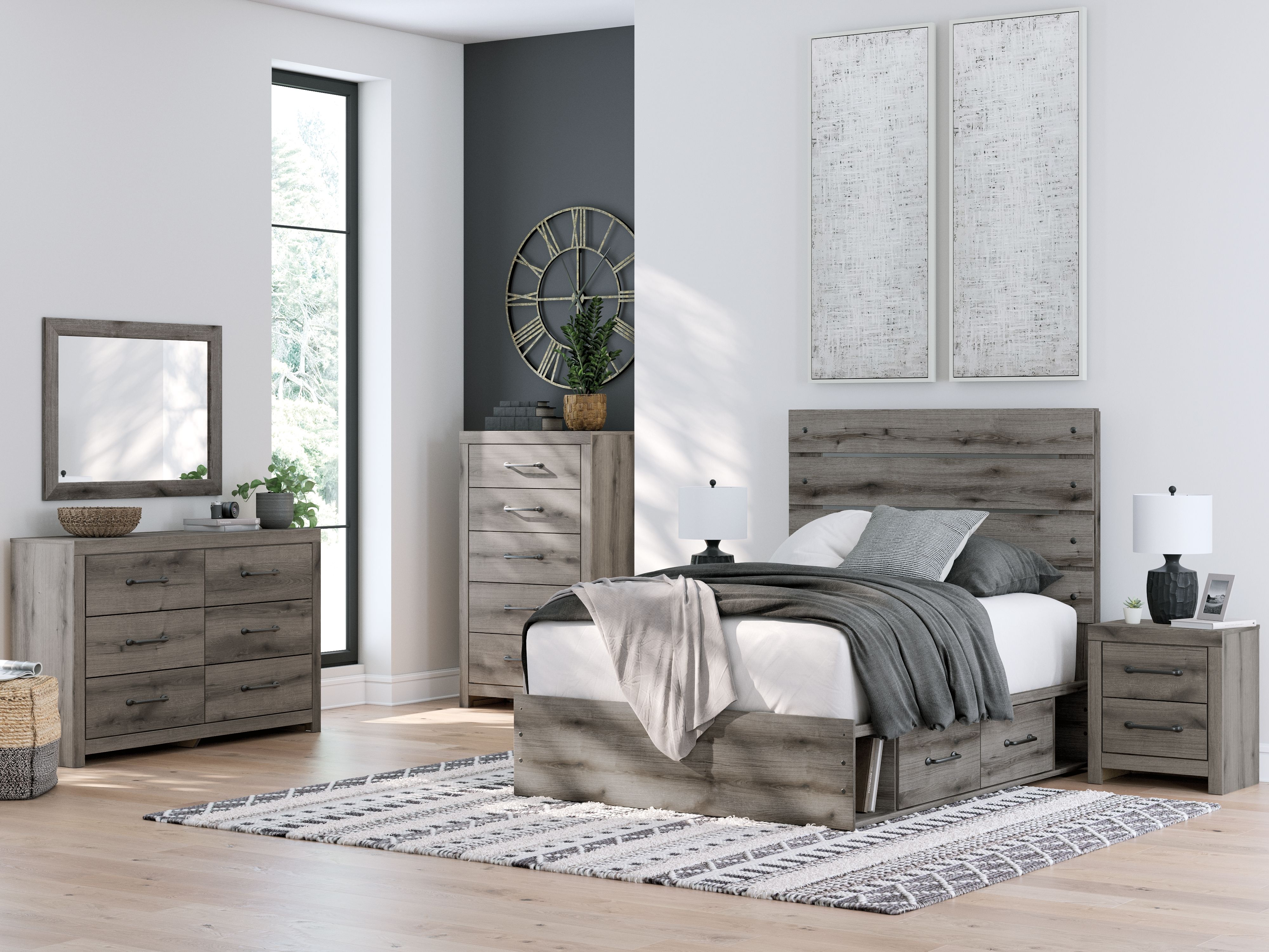 Ashley Furniture Graystorm - Full Panel Bed With Storage - Brown Gray - Image 12