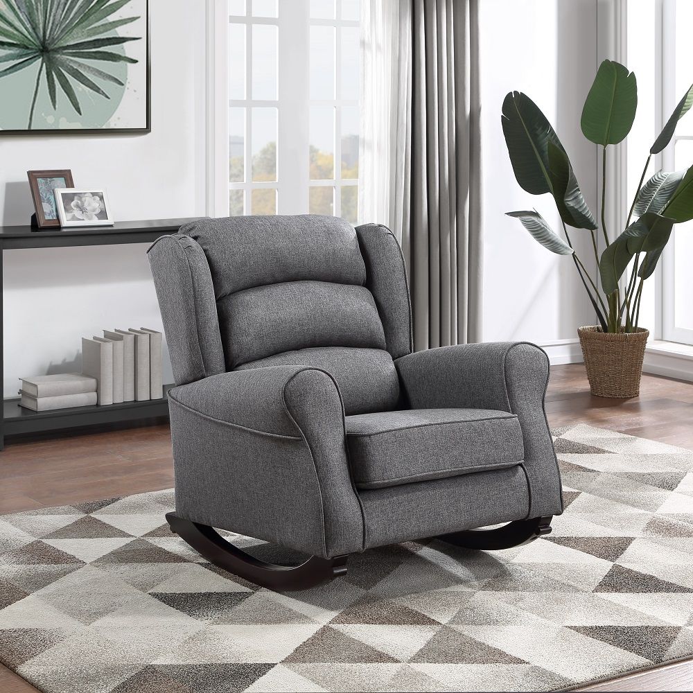 Fabien - Rocking Chair - Gray Fabric, dark gray