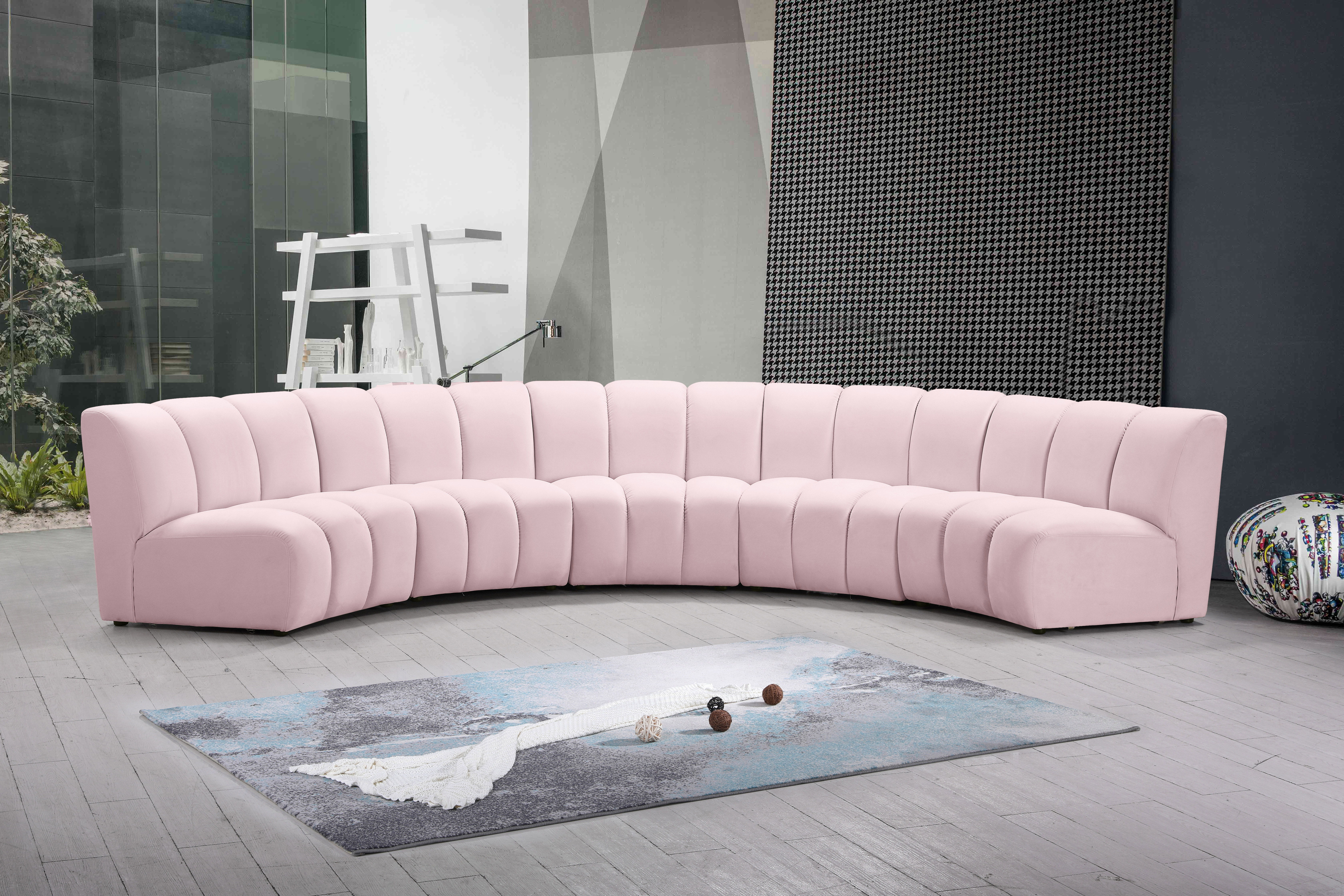 Infinity - 5 Piece Modular Sectional - Pink