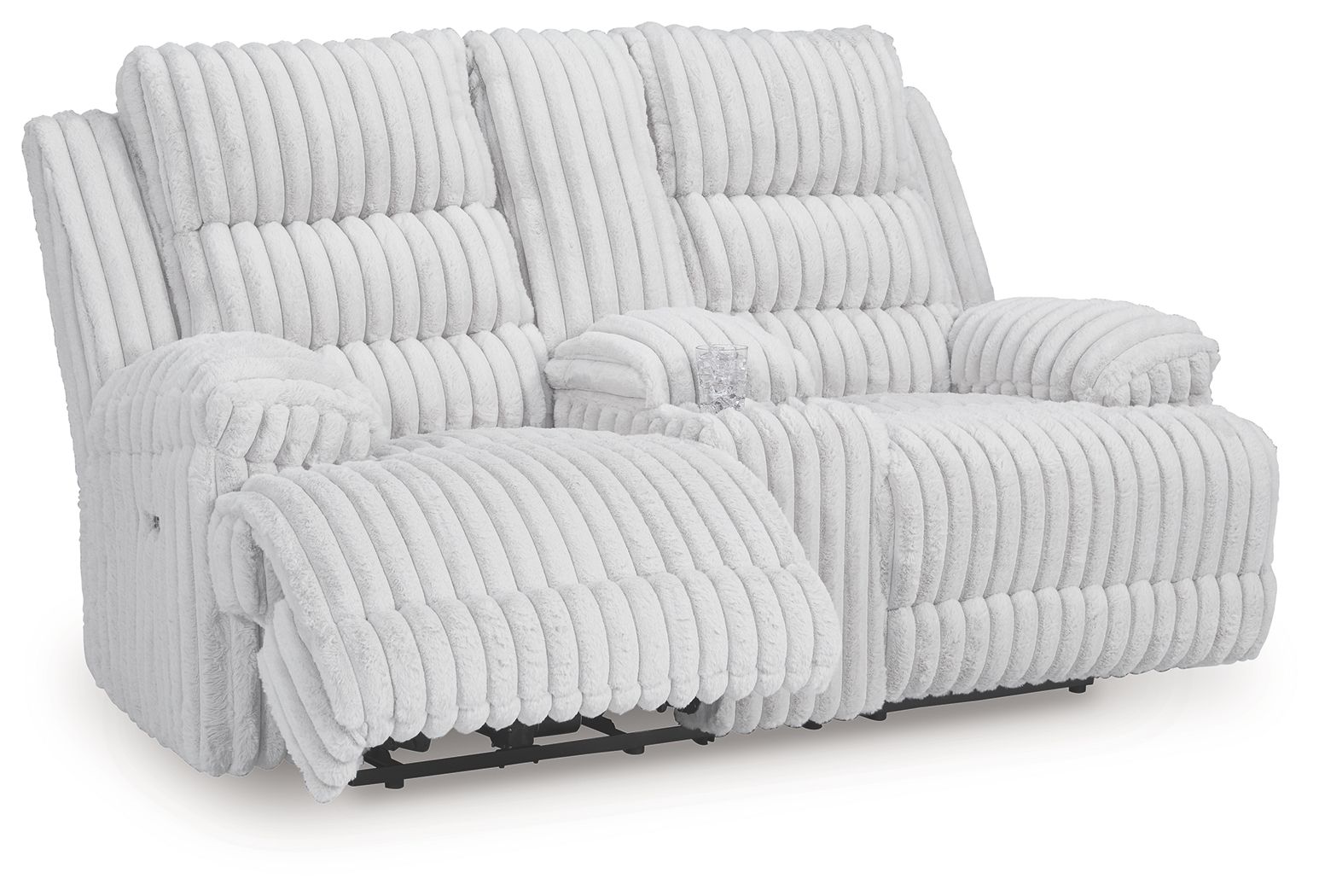Ashley Furniture Rhines Falls - Double Reclining Power Loveseat With Console - Alloy - Image 3