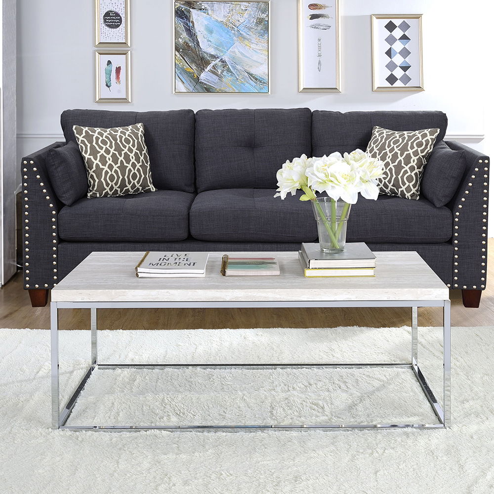 Snyder - Coffee Table - Engineered Stone Top & Chrome, silver, view 5
