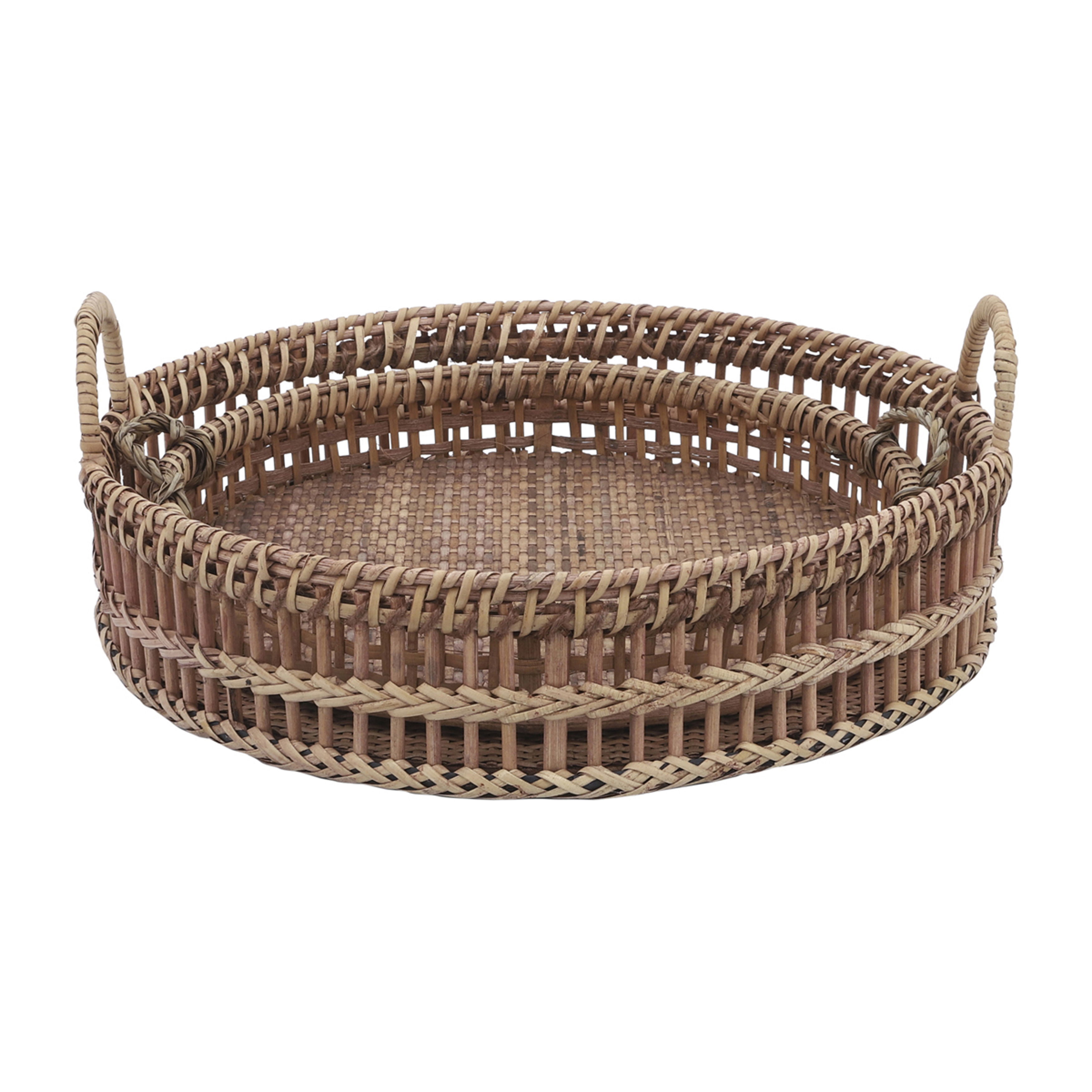 (Set of 2) 12/14\" Rattan Trays - Natural