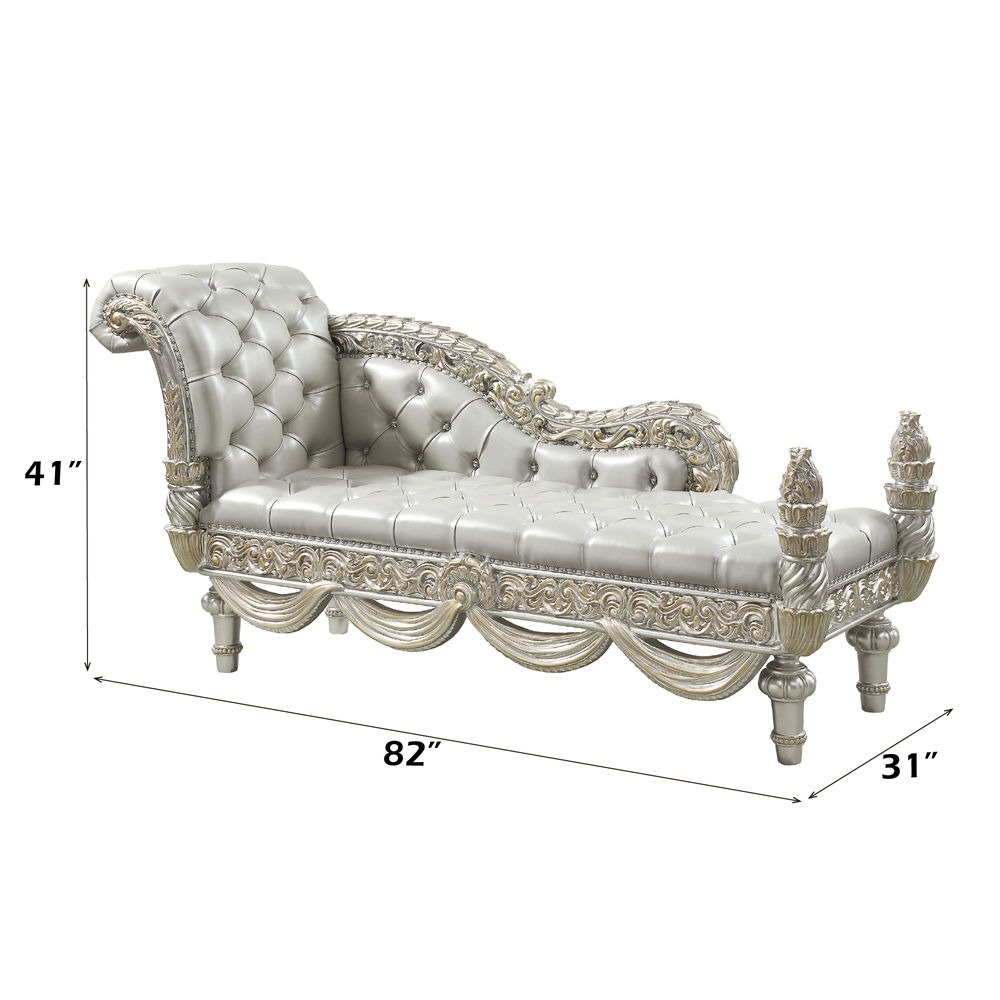 Sandoval - Bench - Beige Synthetic Leather & Champagne, beige, view 3