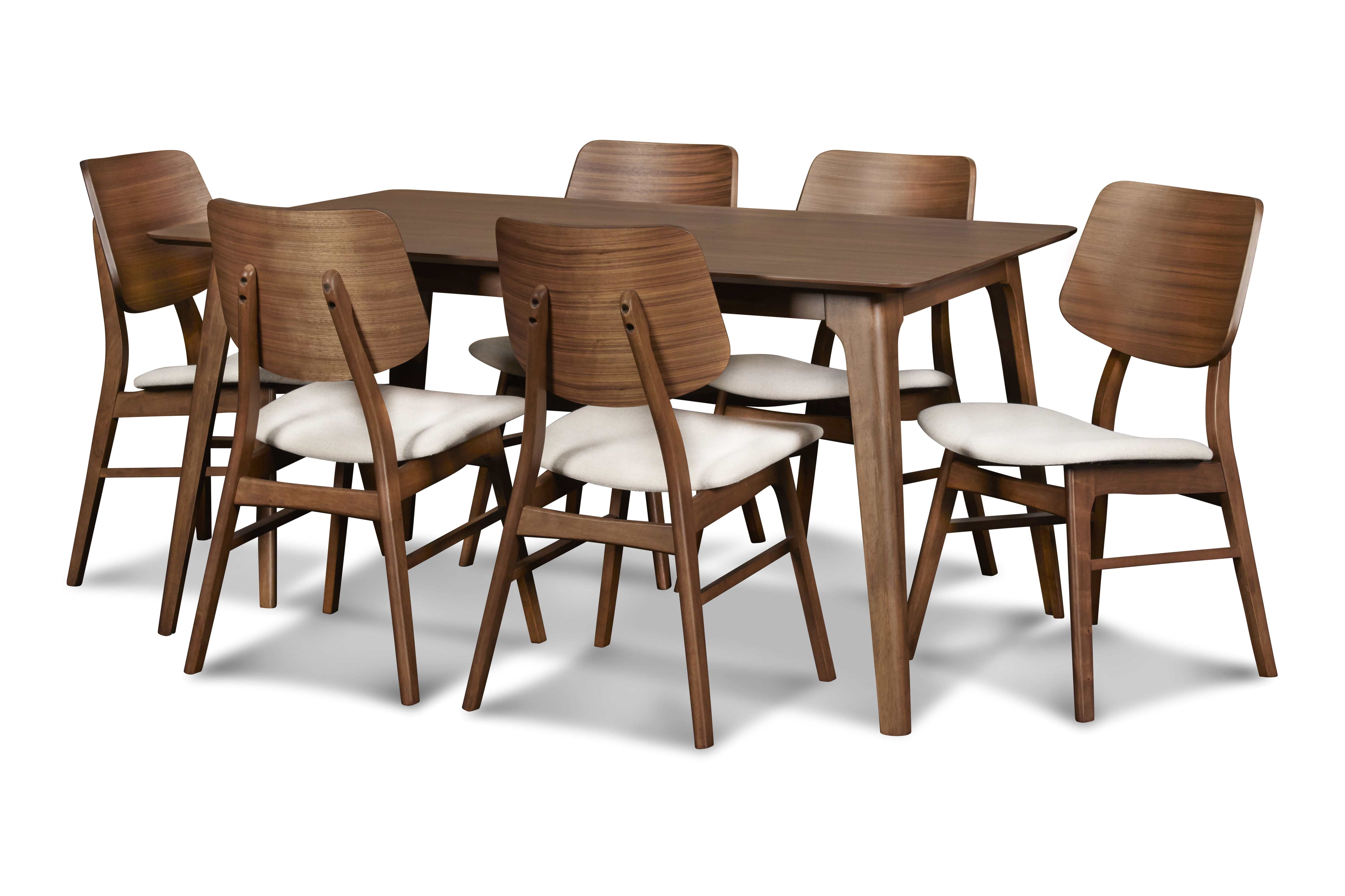 Oscar - Rectangle Table & 6 Chairs - Walnut