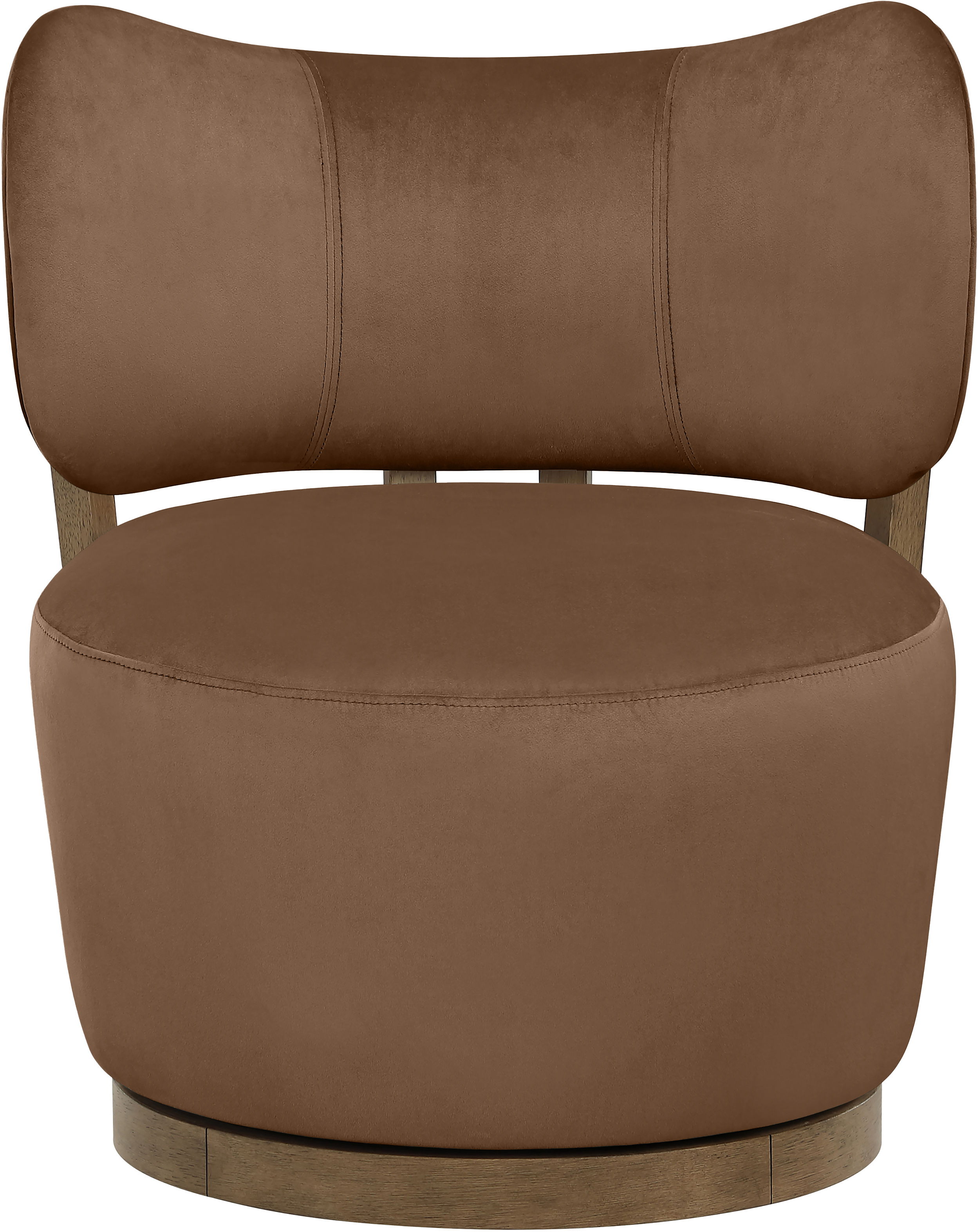 Elara - Velvet Upholstered Swivel Accent Chair - Brown / Stained Brown
