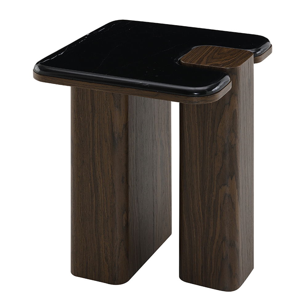 Dana - End Table With Marble Top - Natural / Dark Walnut, dark brown, view 2