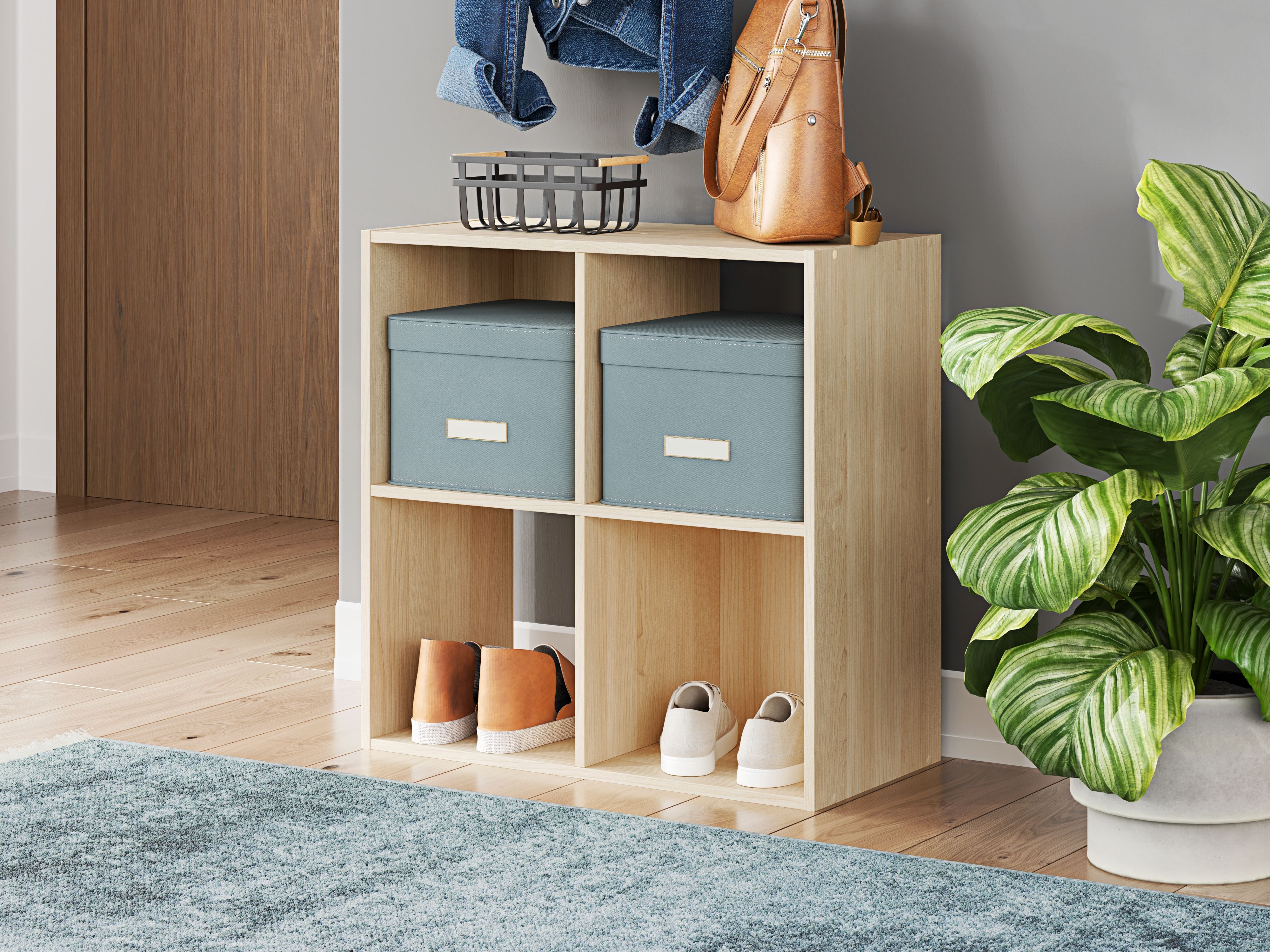 Ashley Furniture Piperton - Four Cube Organizer - Tan - Image 2