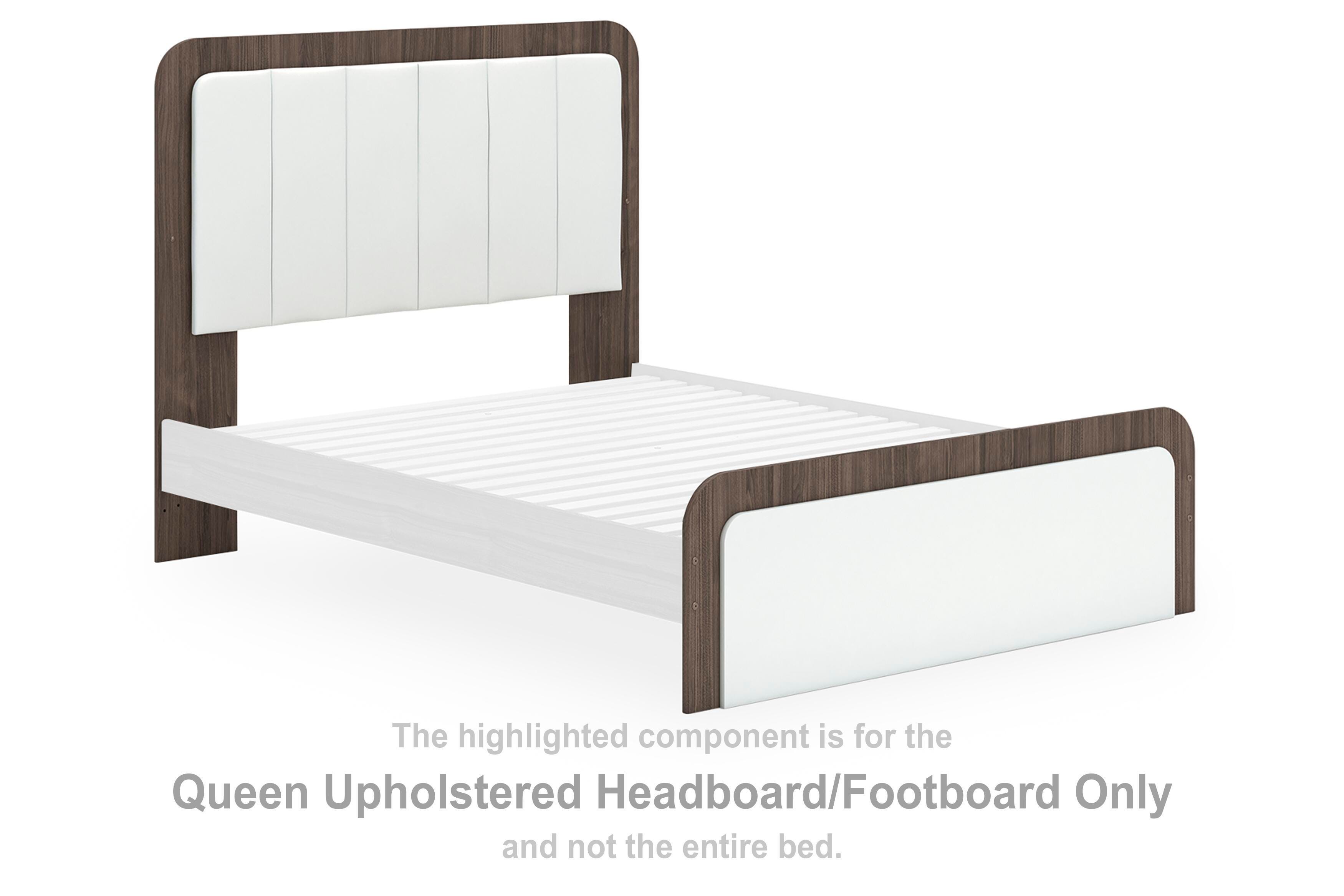 Kendanport – Queen Upholstered Headboard/Footboard – Brown / White
