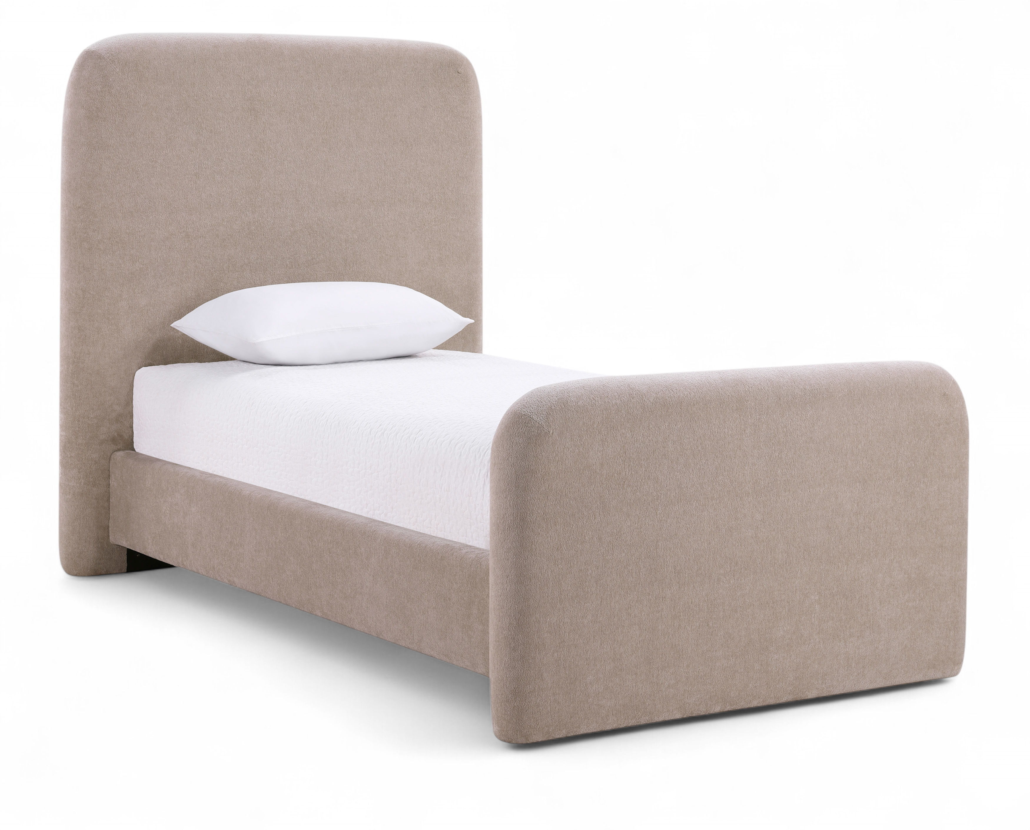 Fira - Chenille Fabric Upholstered Twin Bed - Taupe