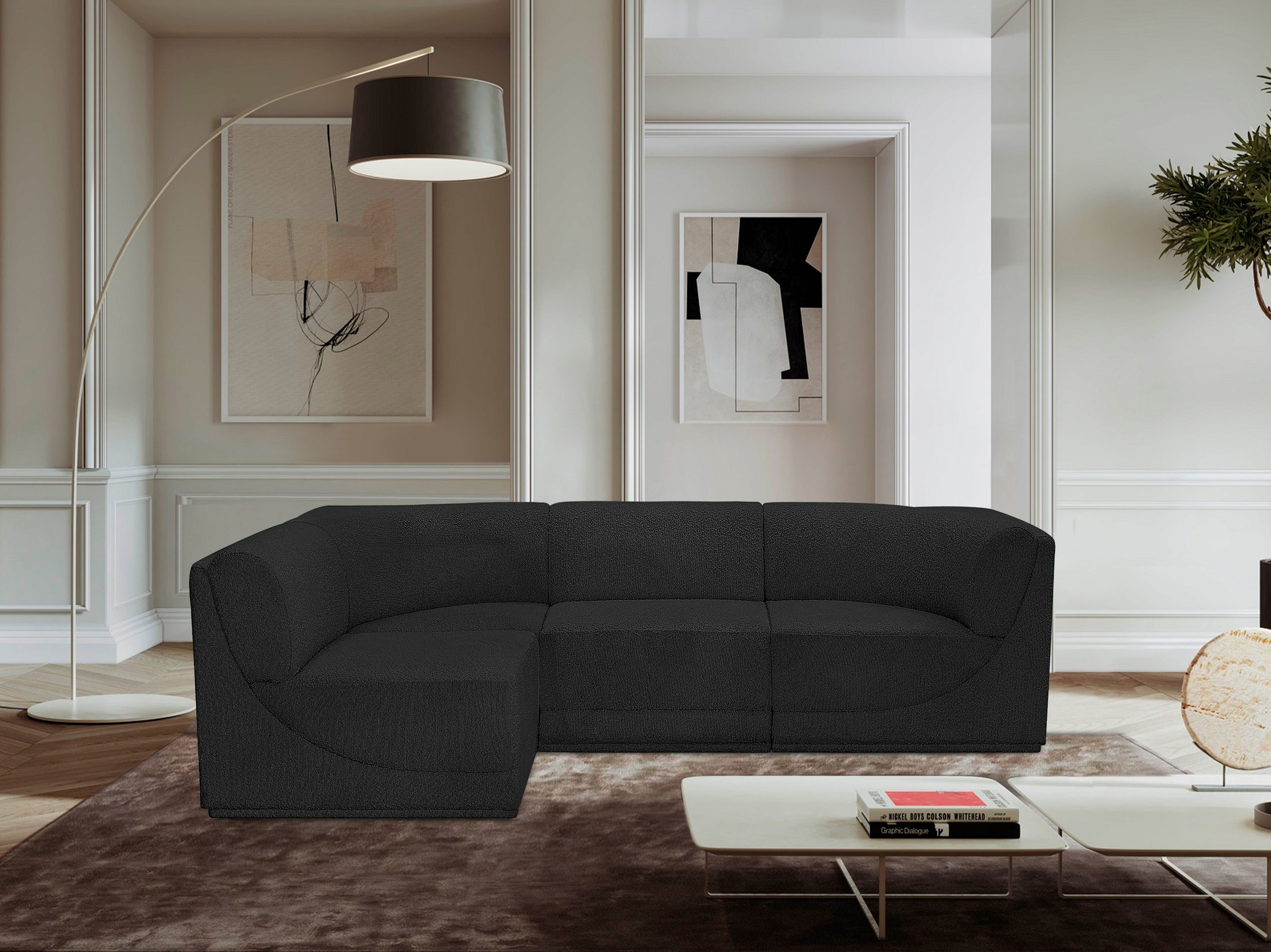 Ollie - 4 Piece Modular Sectional - Black