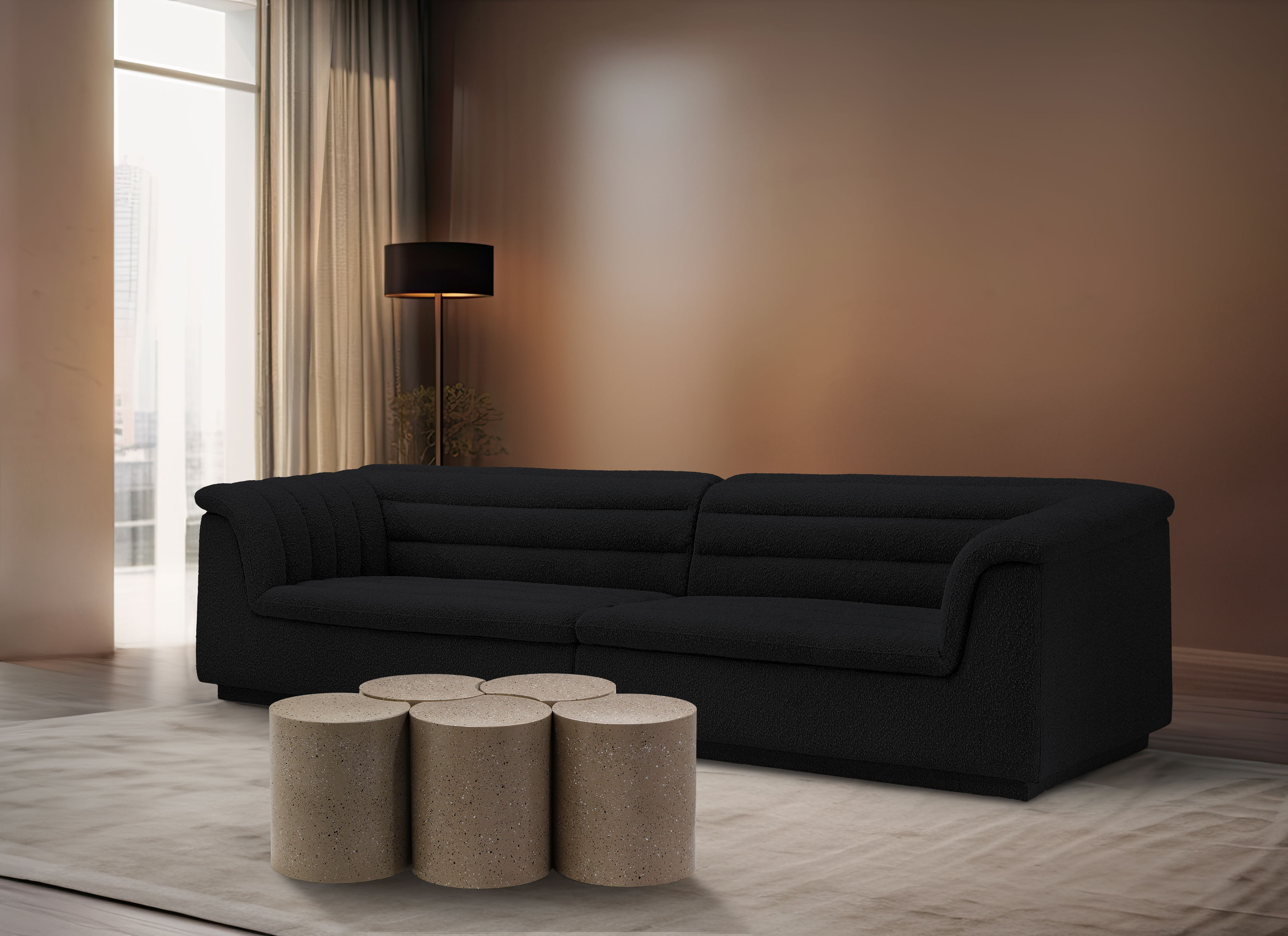 Dimple - 18" 5 Piece Modular Coffee Table - Taupe Terazzo