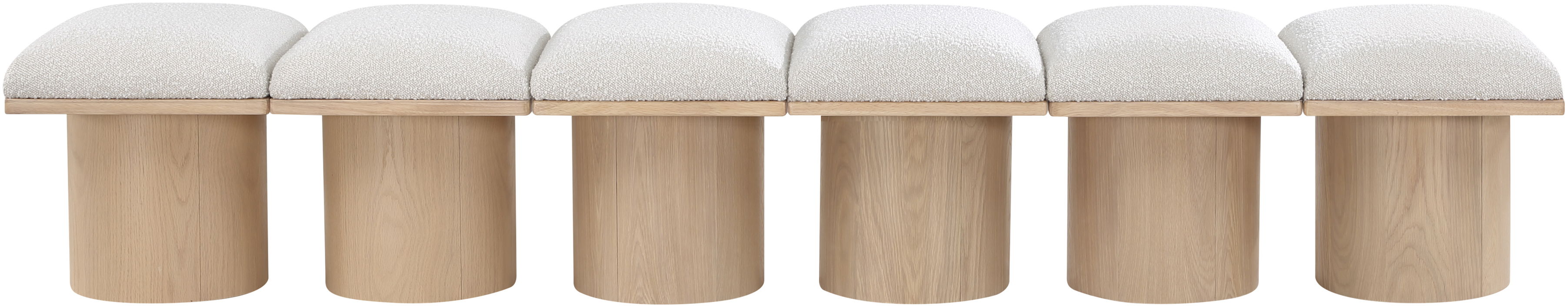 Pavilion - 93" 6 Piece Modular Bench With Natural Base - Cream