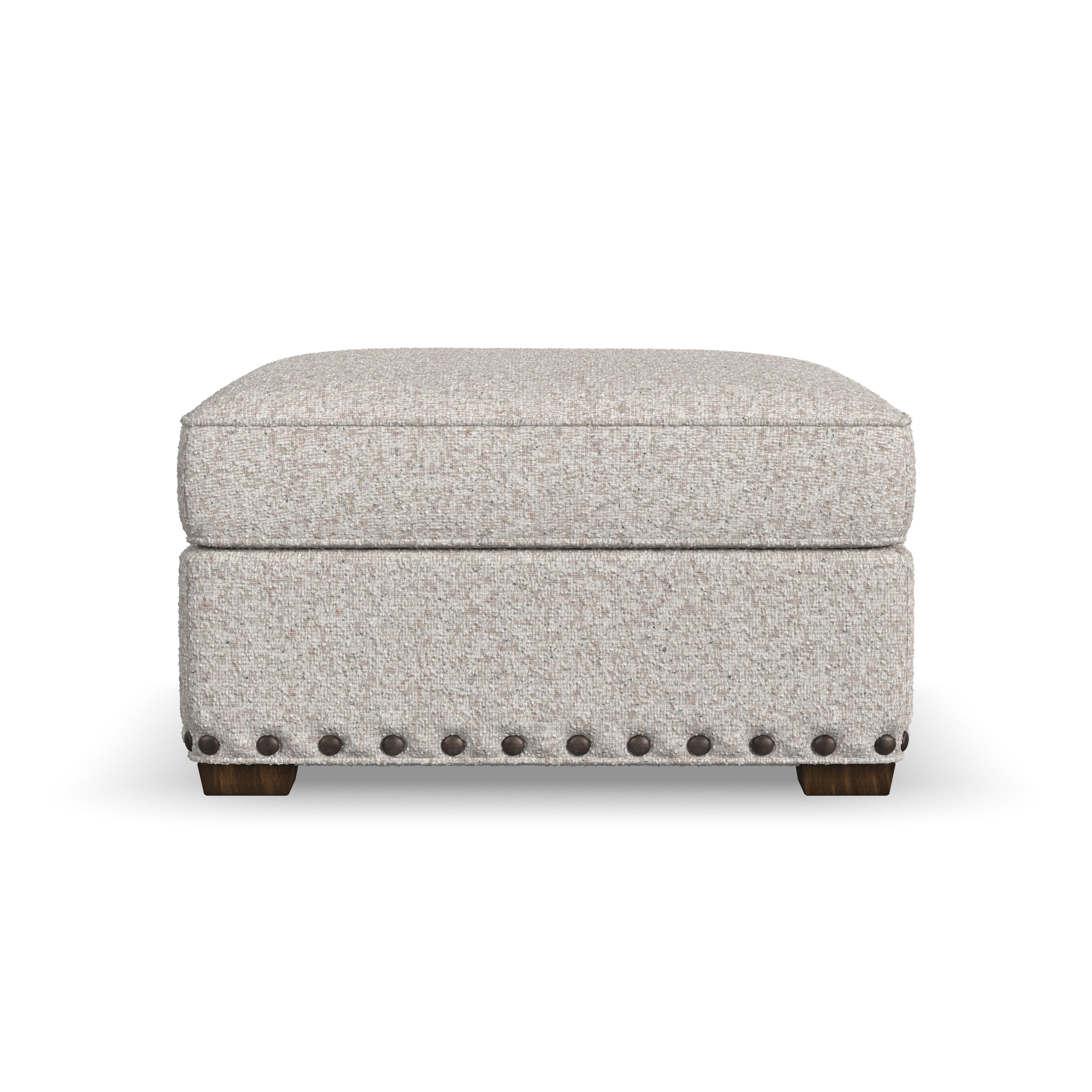 Milo - Fabric Cocktail Ottoman With Nailhead Trim, beige, view 3