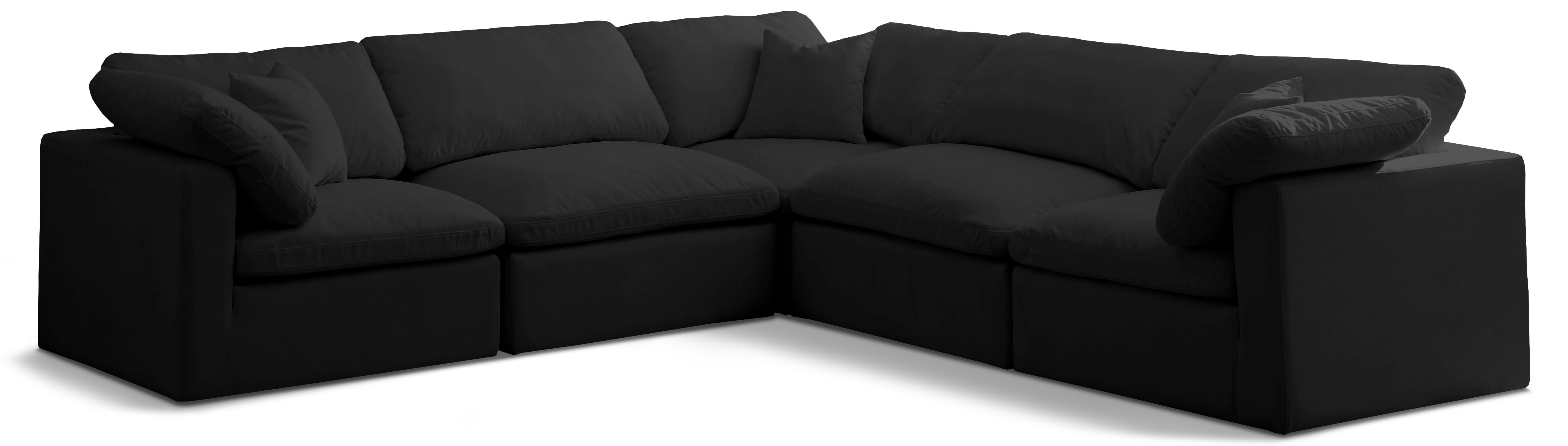 Plush - 5 Piece Modular Corner Sectional - Black