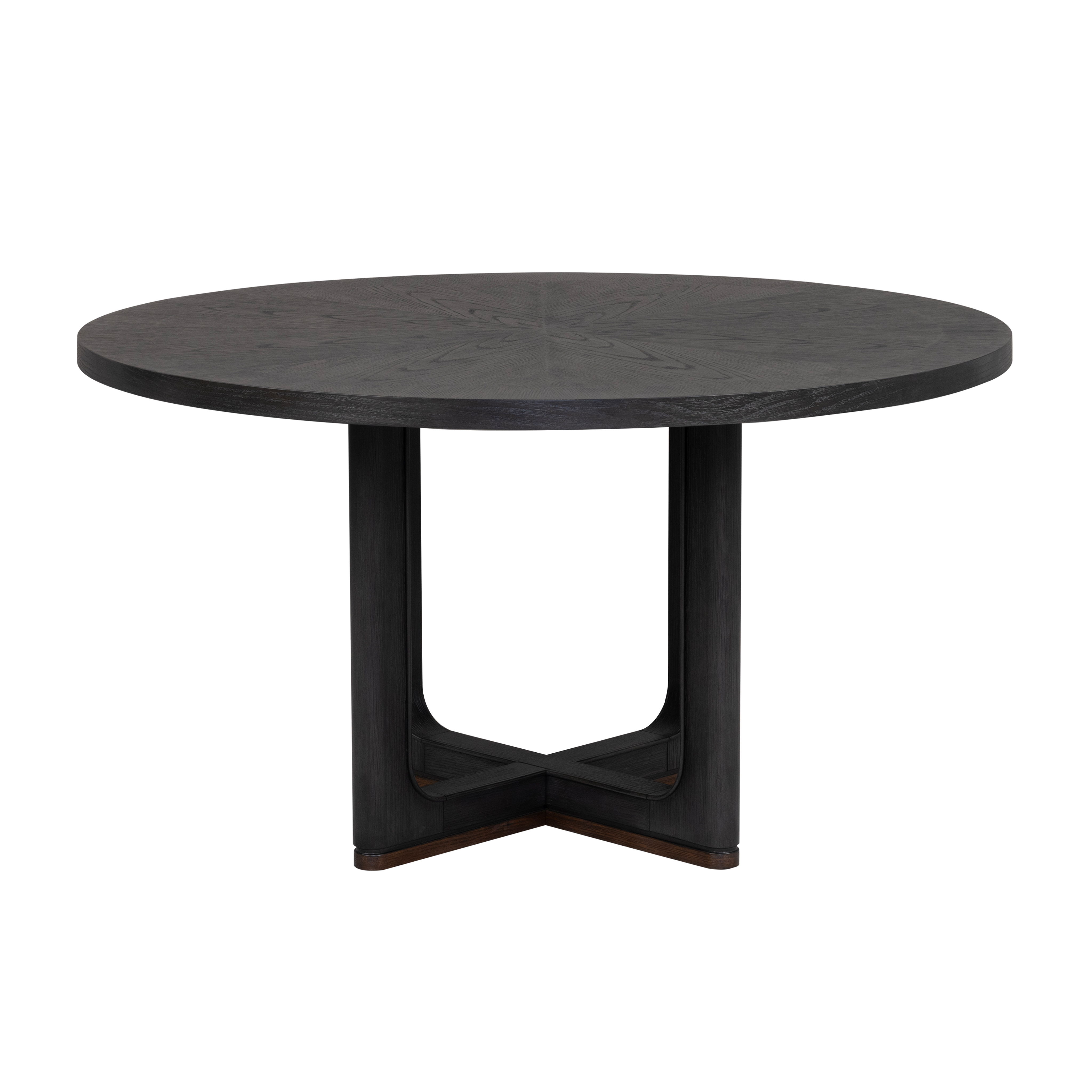 Waterfall - Round Dining Table - Deep Ebony, black