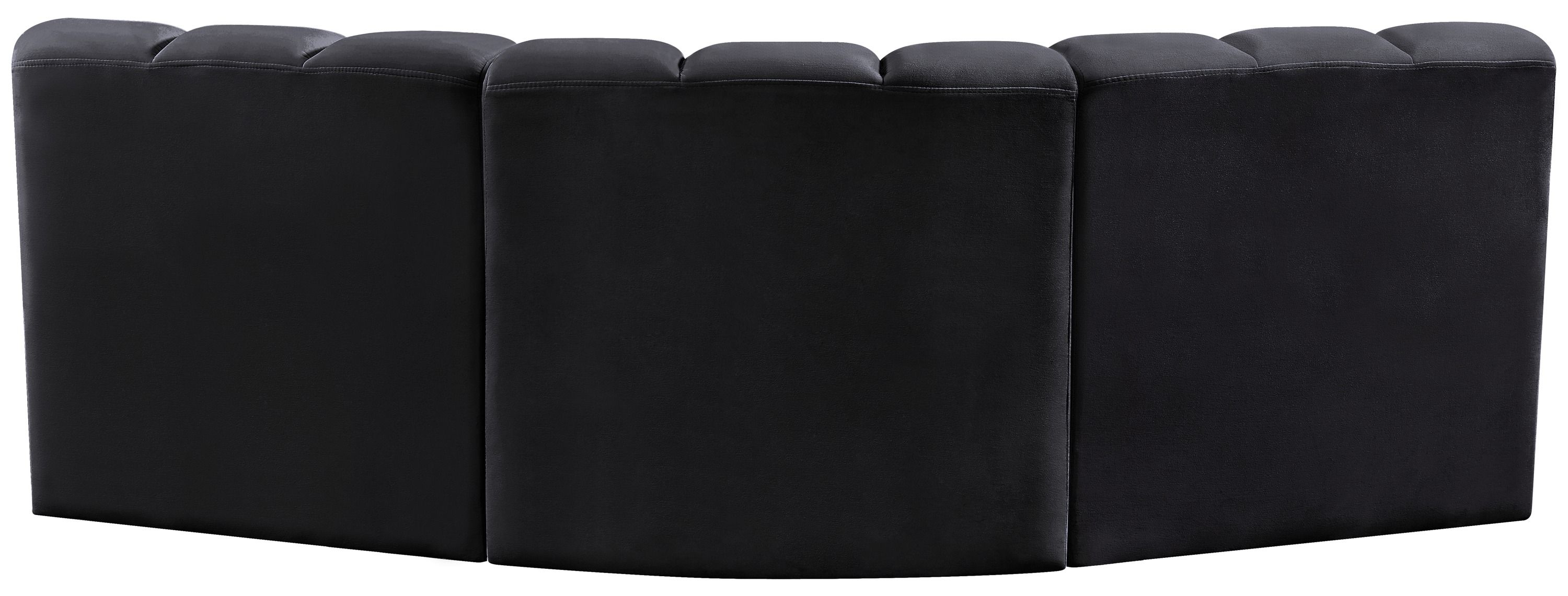 Arc - Velvet 3 Piece Modular Corner Sofa - Black