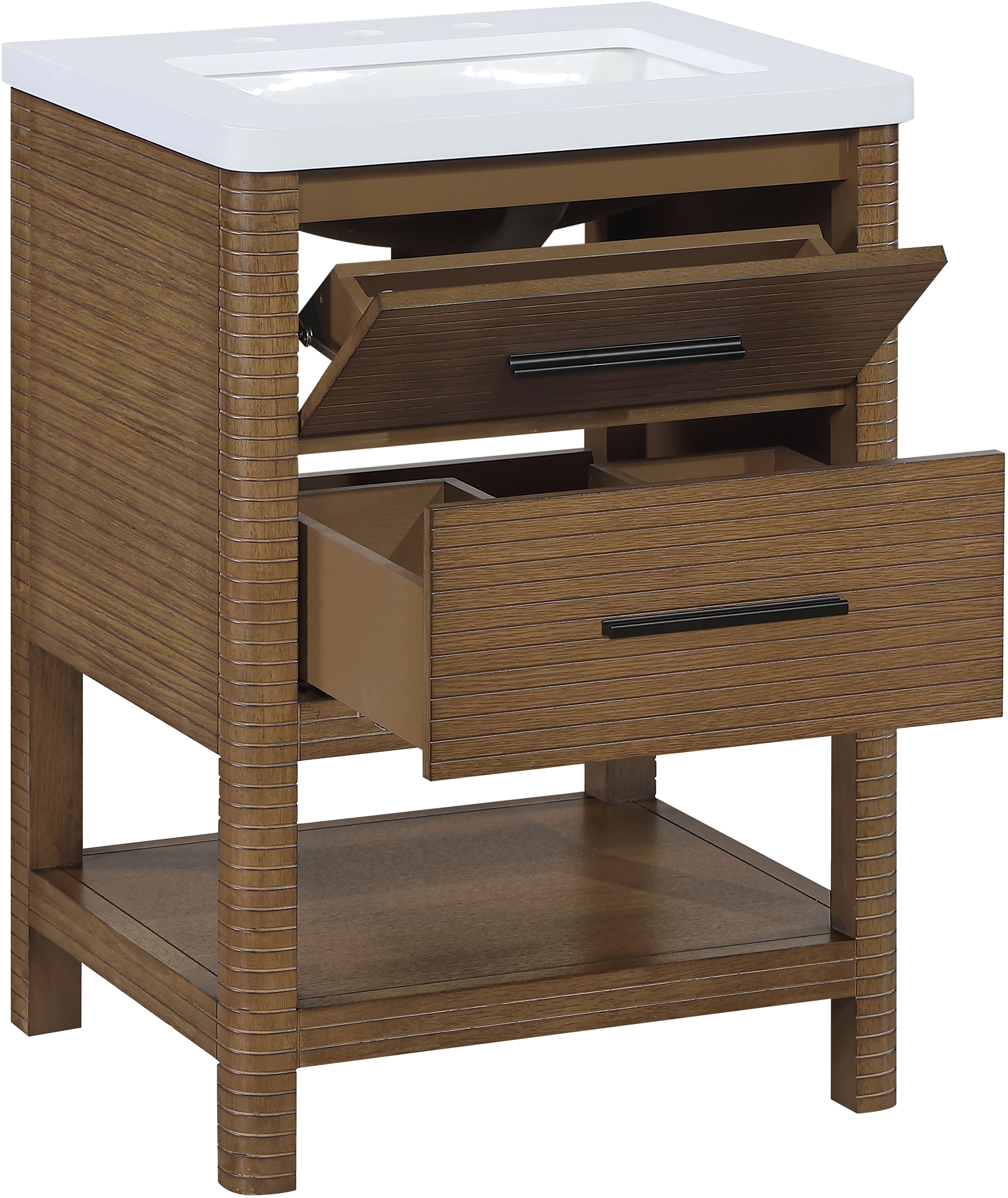 Oakwell - 24'' Bathroom Vanity - Brown / White
