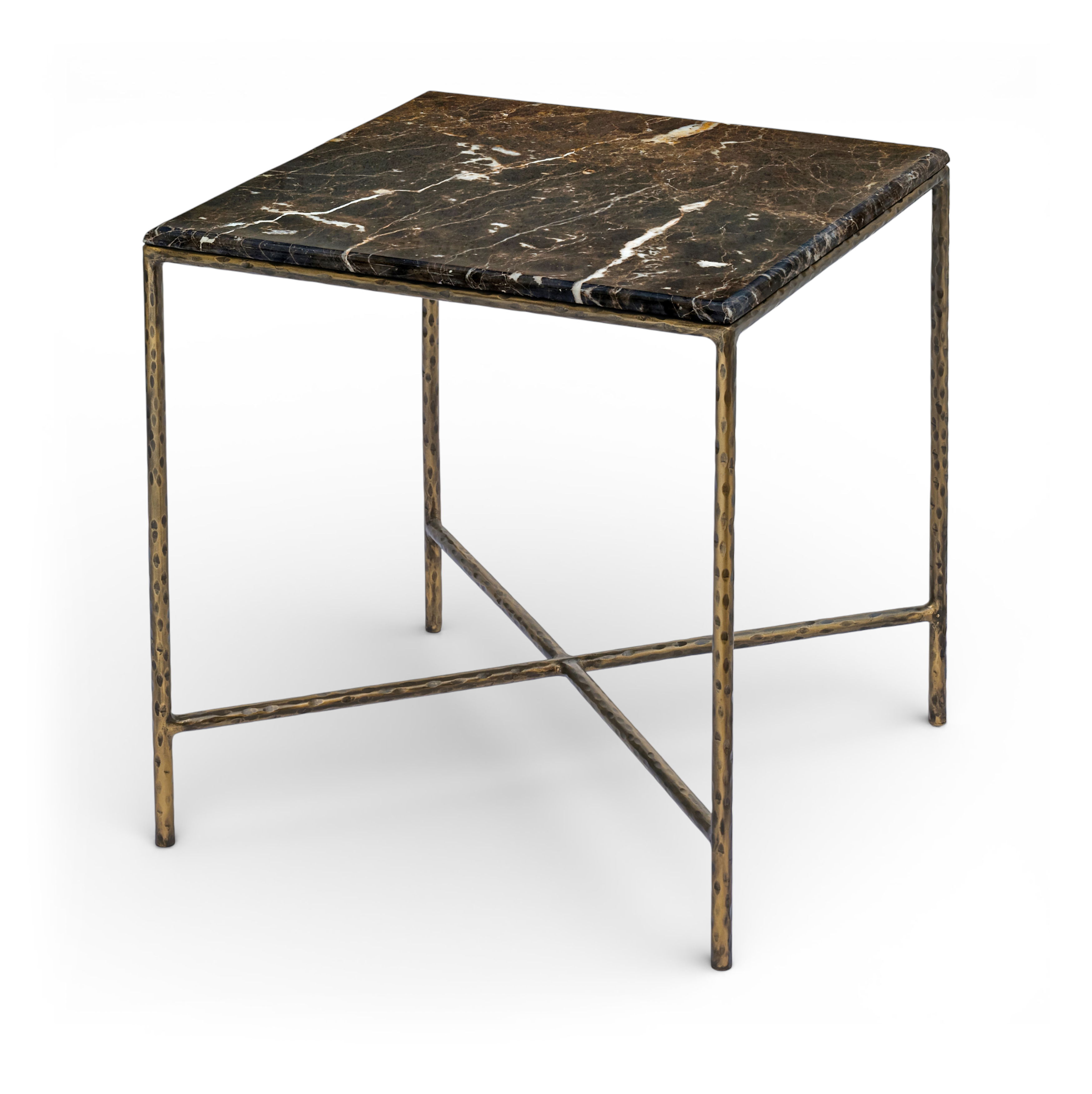 Valen - Marble And Iron End Table - Brown