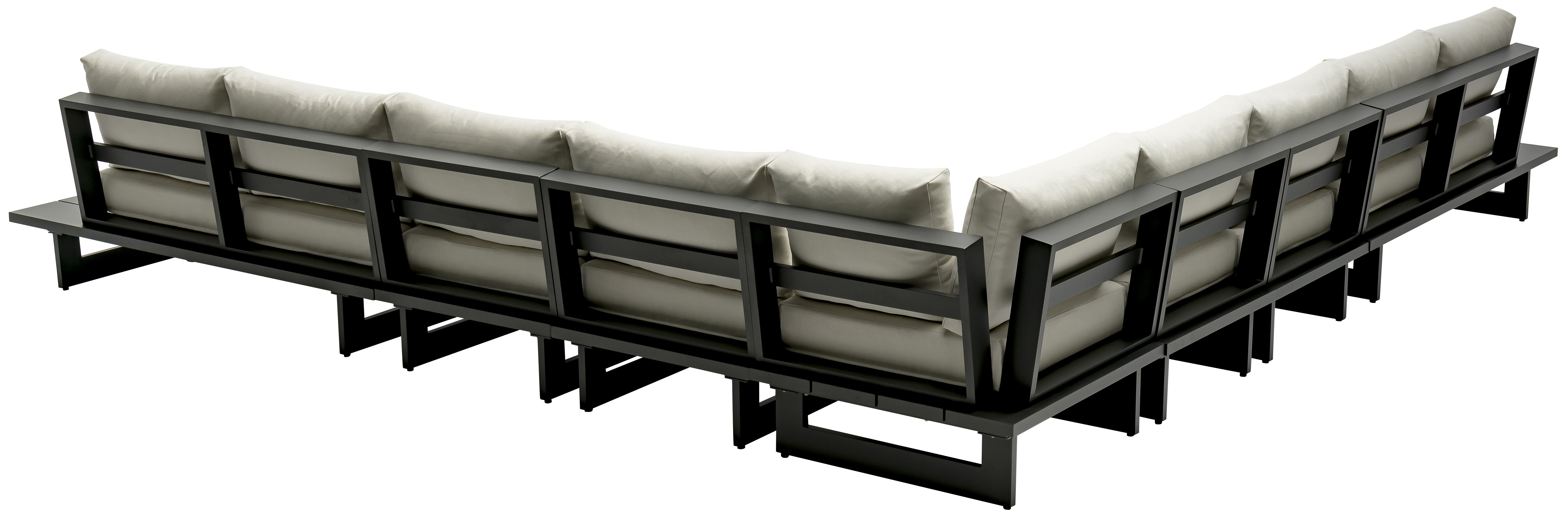 Maldives - 7 Piece Water Resistant Outdoor Patio Modular Corner Sectional With Gray Base - Cream