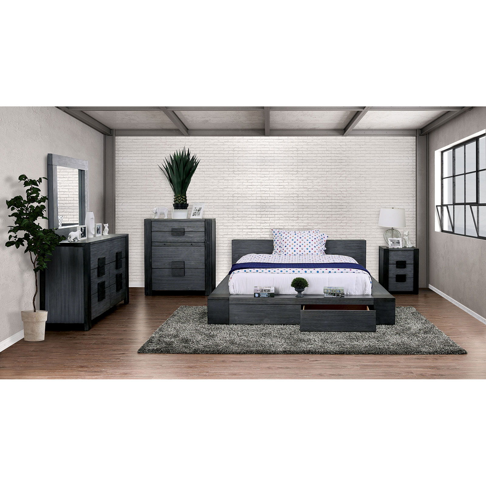 Janeiro 4 Piece Queen Bedroom Set Gray New Lots Furniture Online