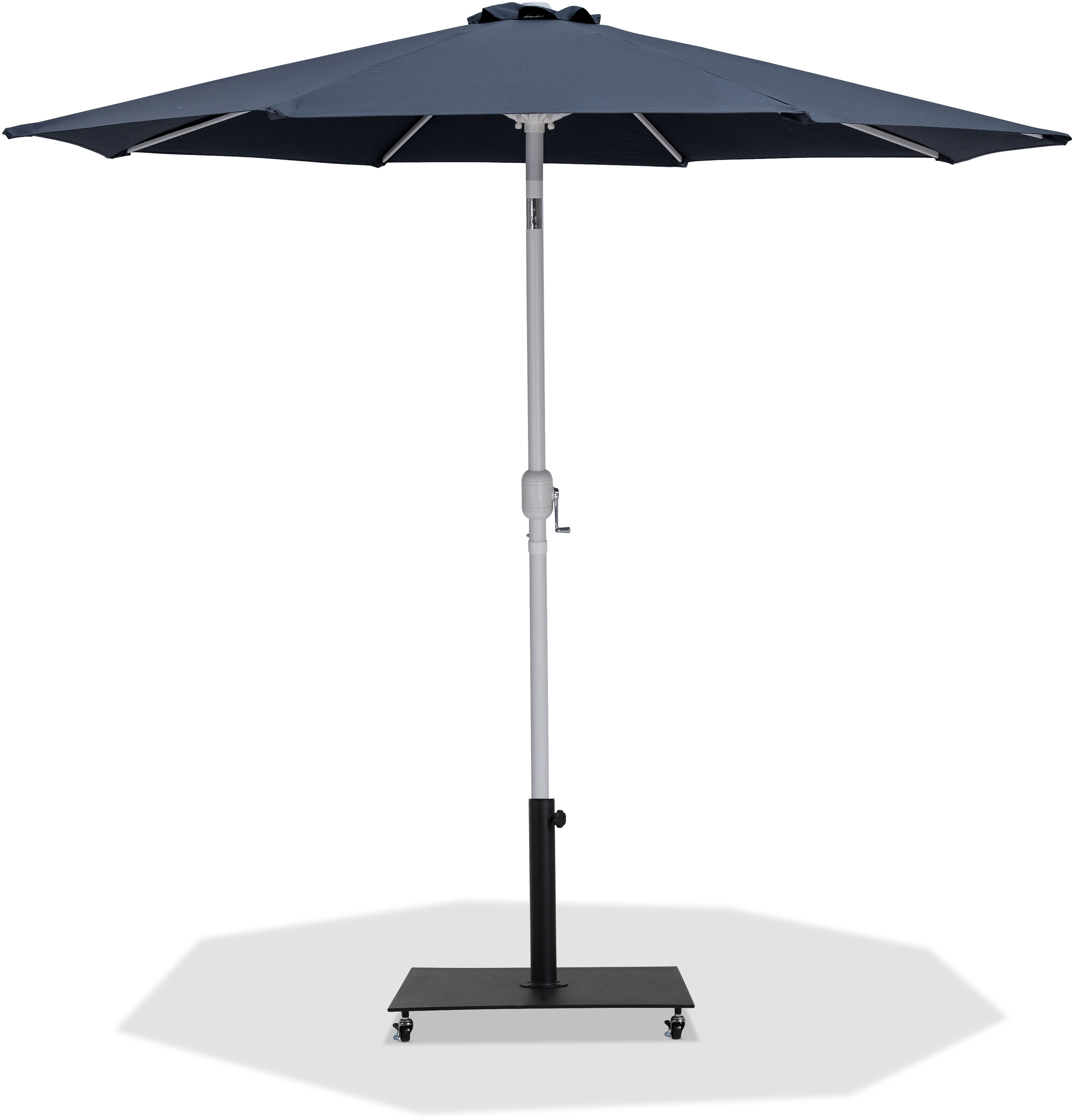 Fiji - Aluminum Patio Umbrella With Square Black And White Base - Gray