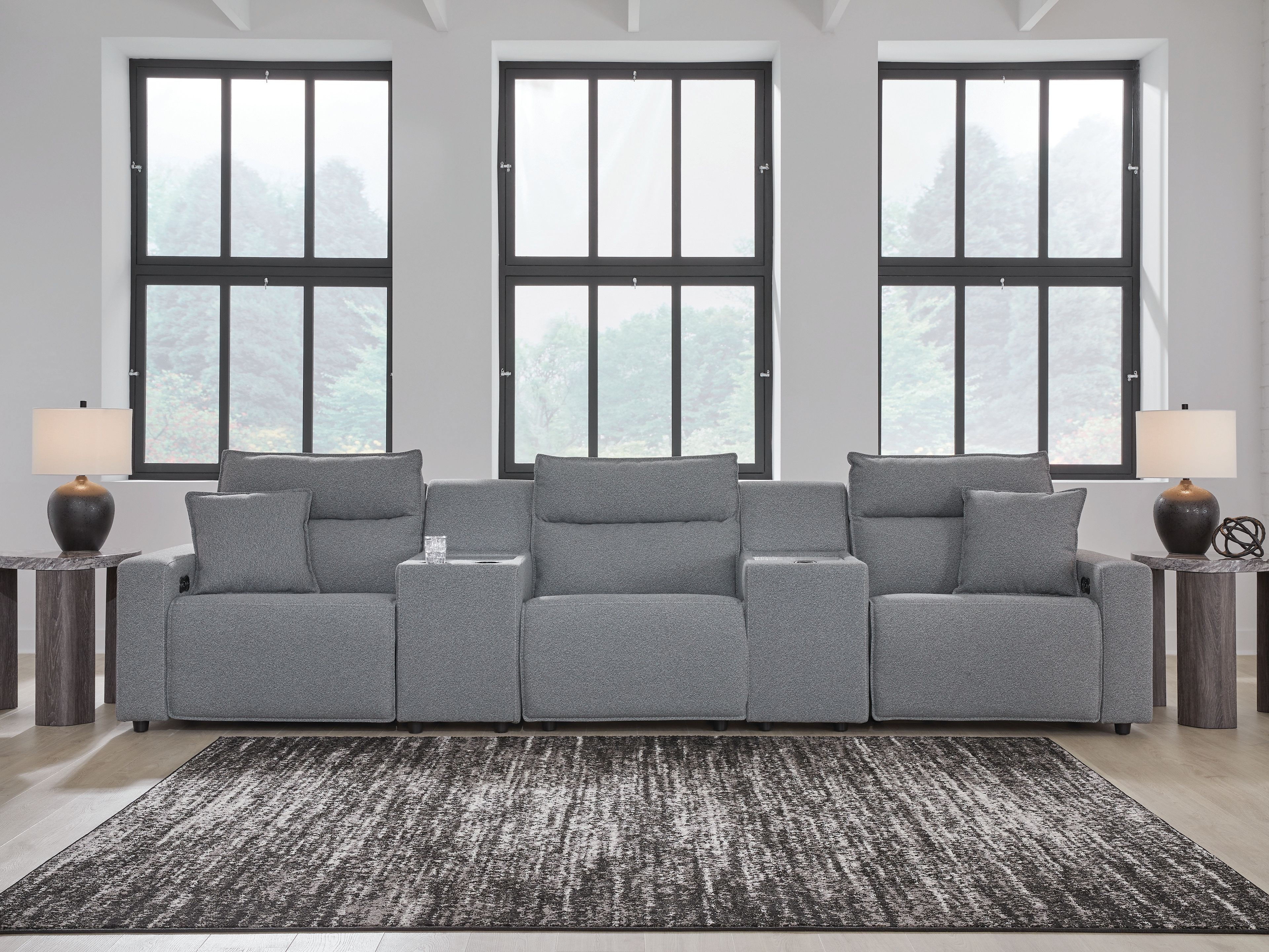 Ashley Furniture Modmax II - 5-Piece Power Reclining Sectional With 2 Consoles - Salt And Pepper - Image 6