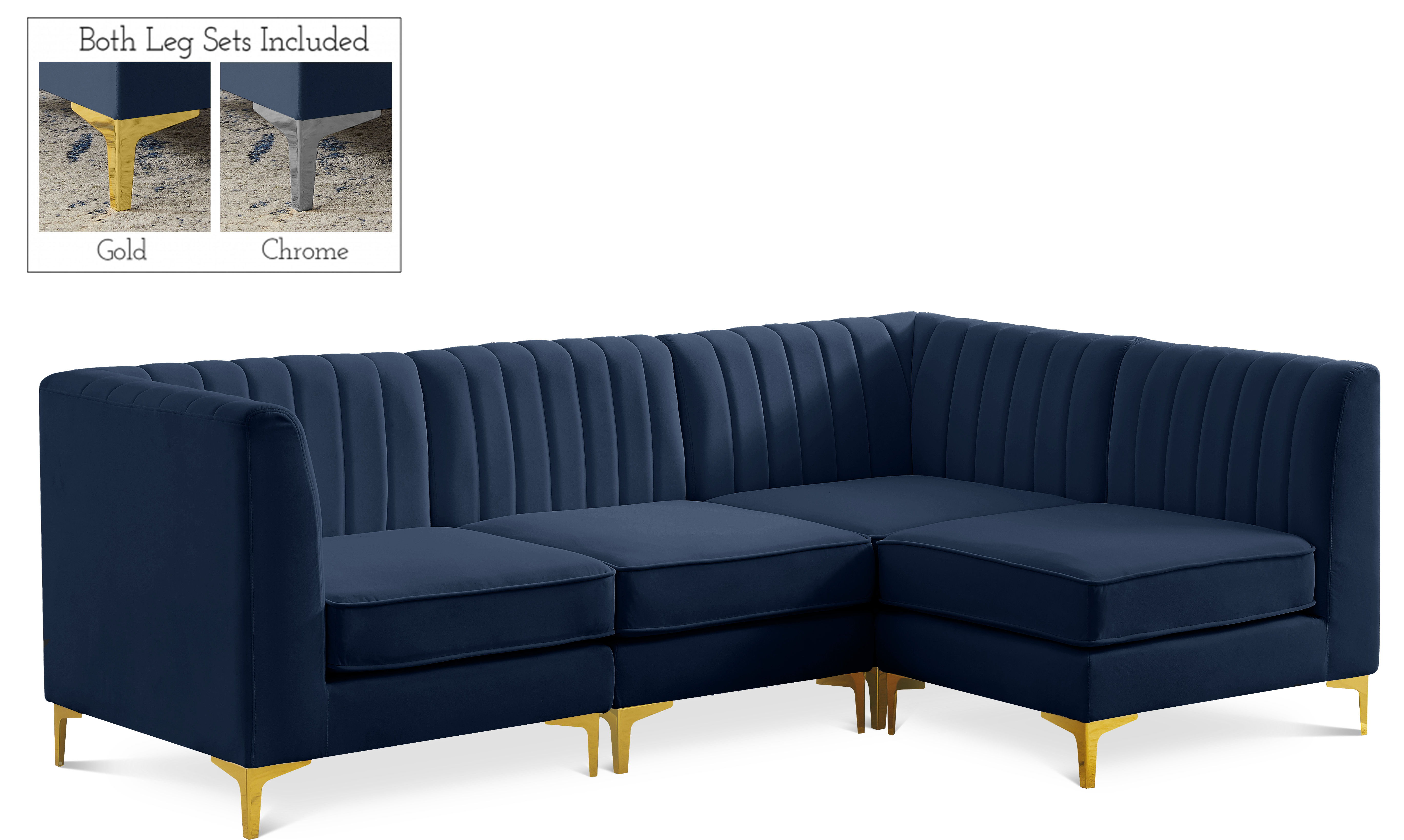 Alina - 4 Piece Modular L-Shaped Sectional - Navy
