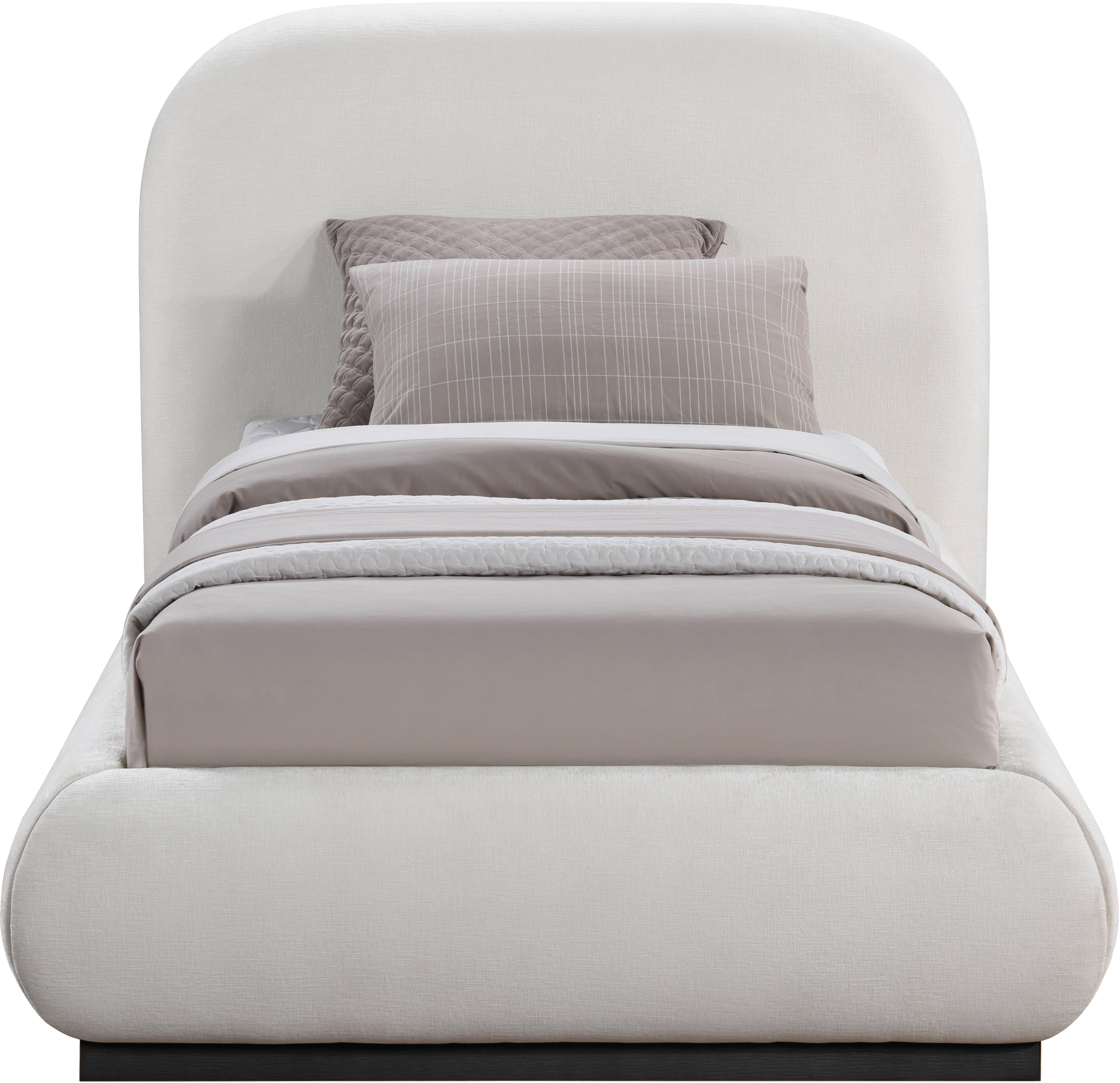 Vaughn - Chenille Twin Bed With Black Base - Cream