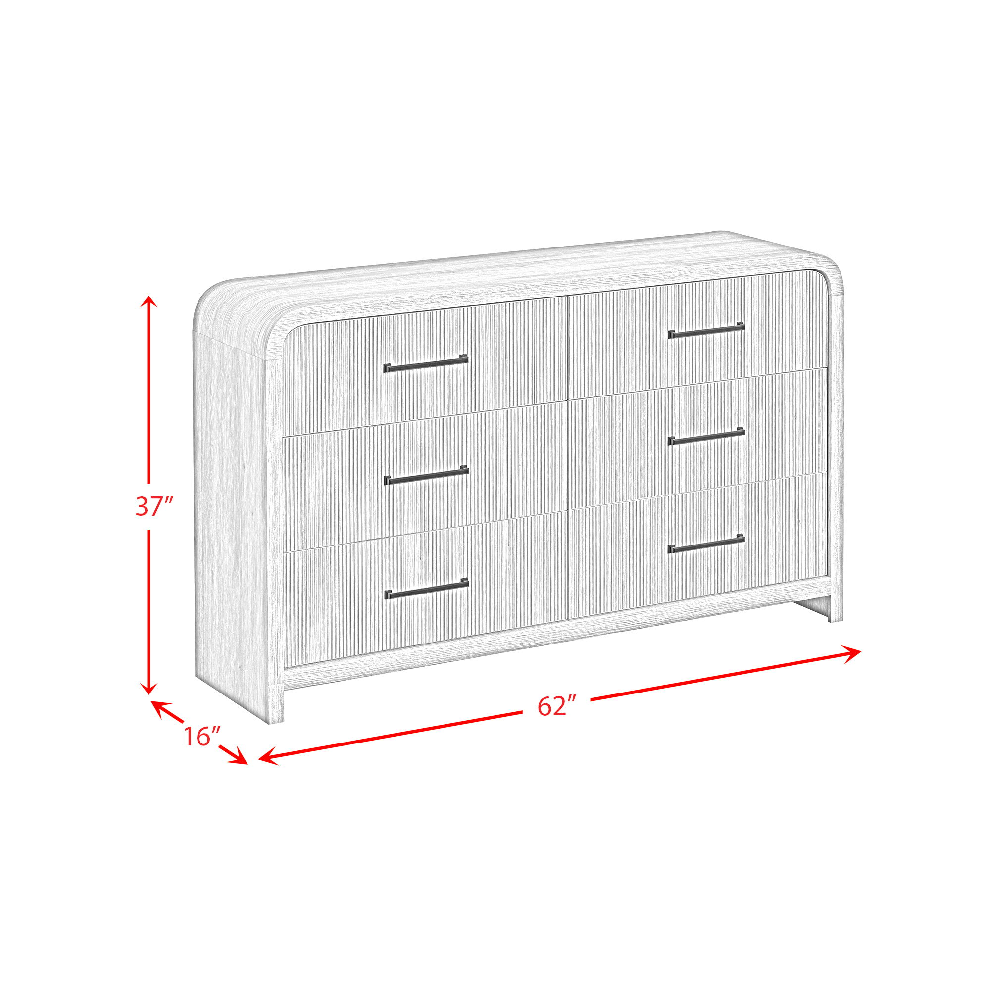 Ridgemont - 6-Drawer Dresser - Black With Grain