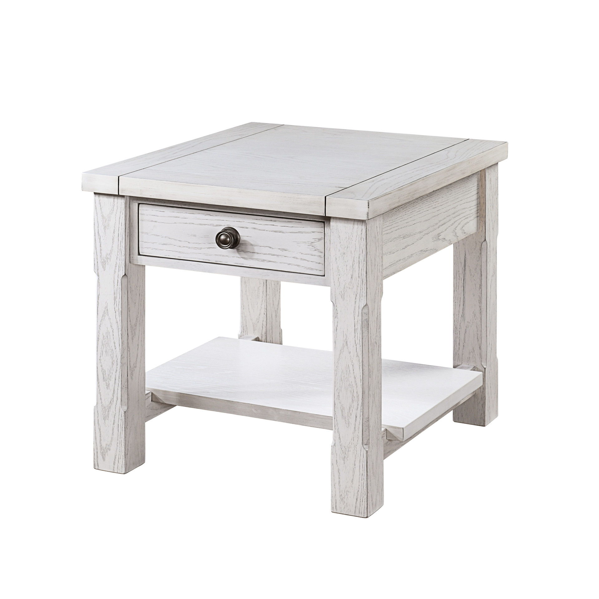 Dorsey - 1 Drawer End Table -White, white
