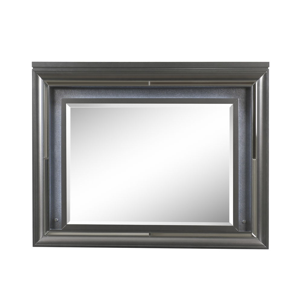 Sawyer - Mirror With LED - Metallic Gray, dark gray, view 2