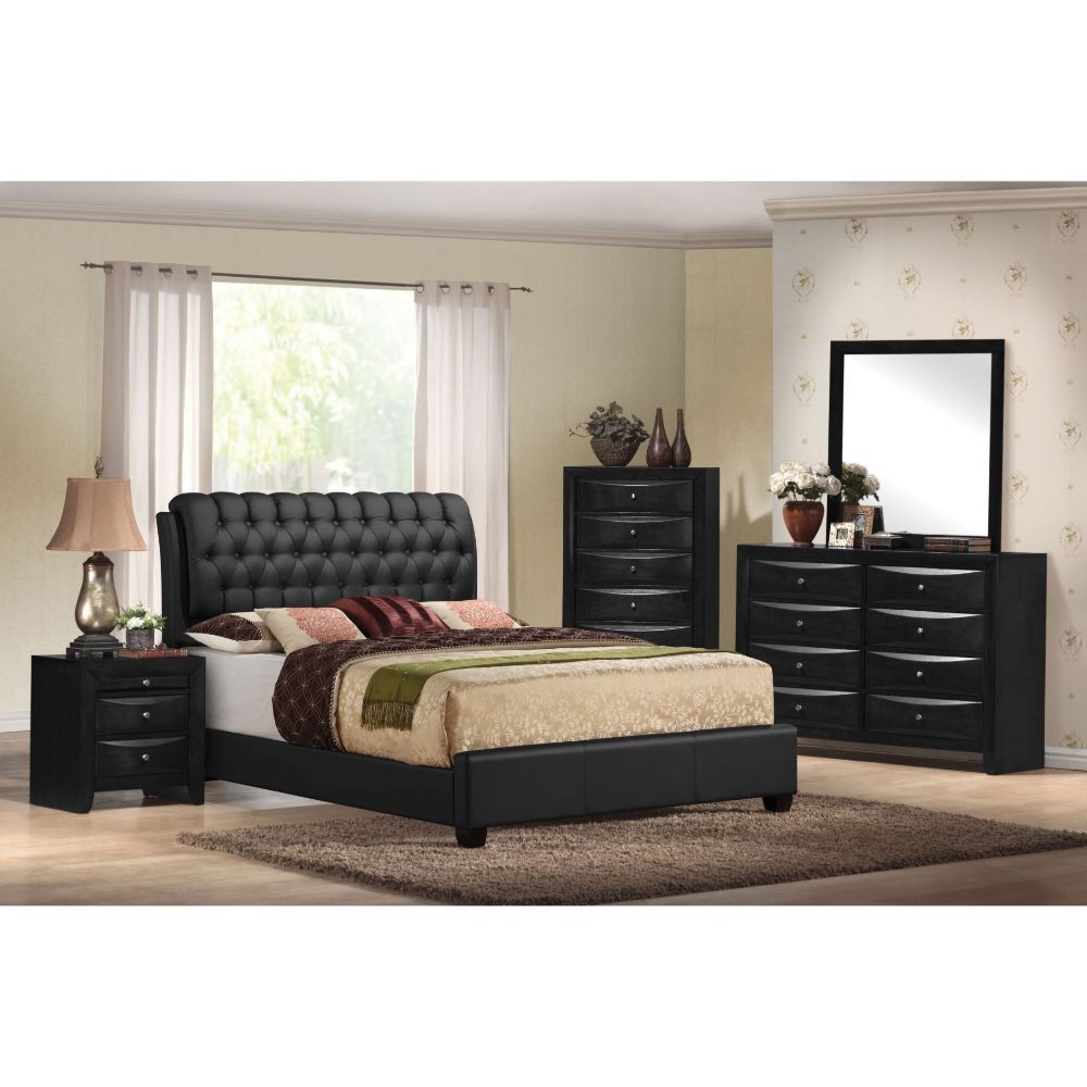 Ireland II - Eastern King Bed - Black Synthetic Leather, black, view 2