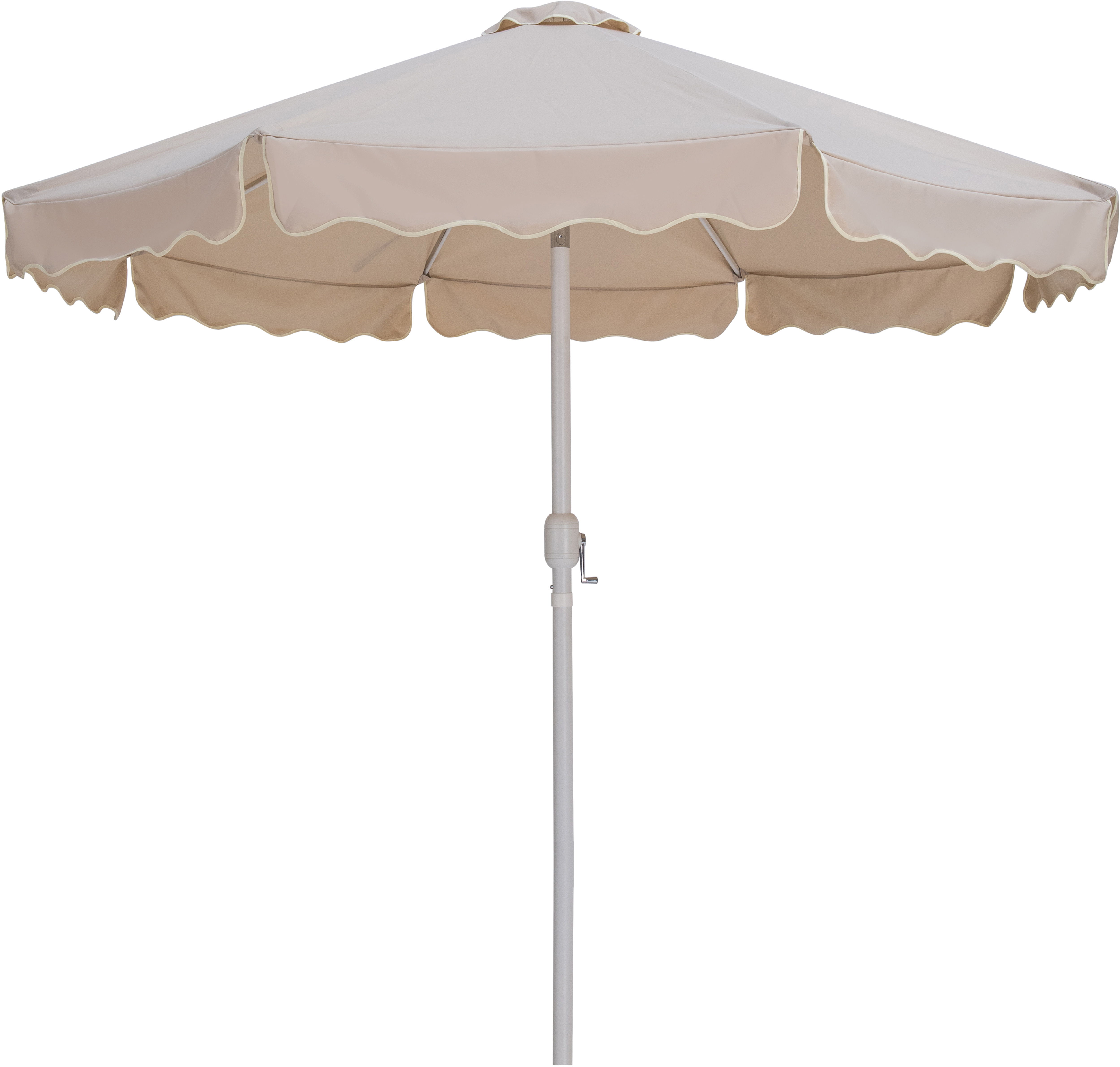 Amalfi - With Cream Piping Aluminum Patio Umbrella with Base Fabric - Beige / Matte Black
