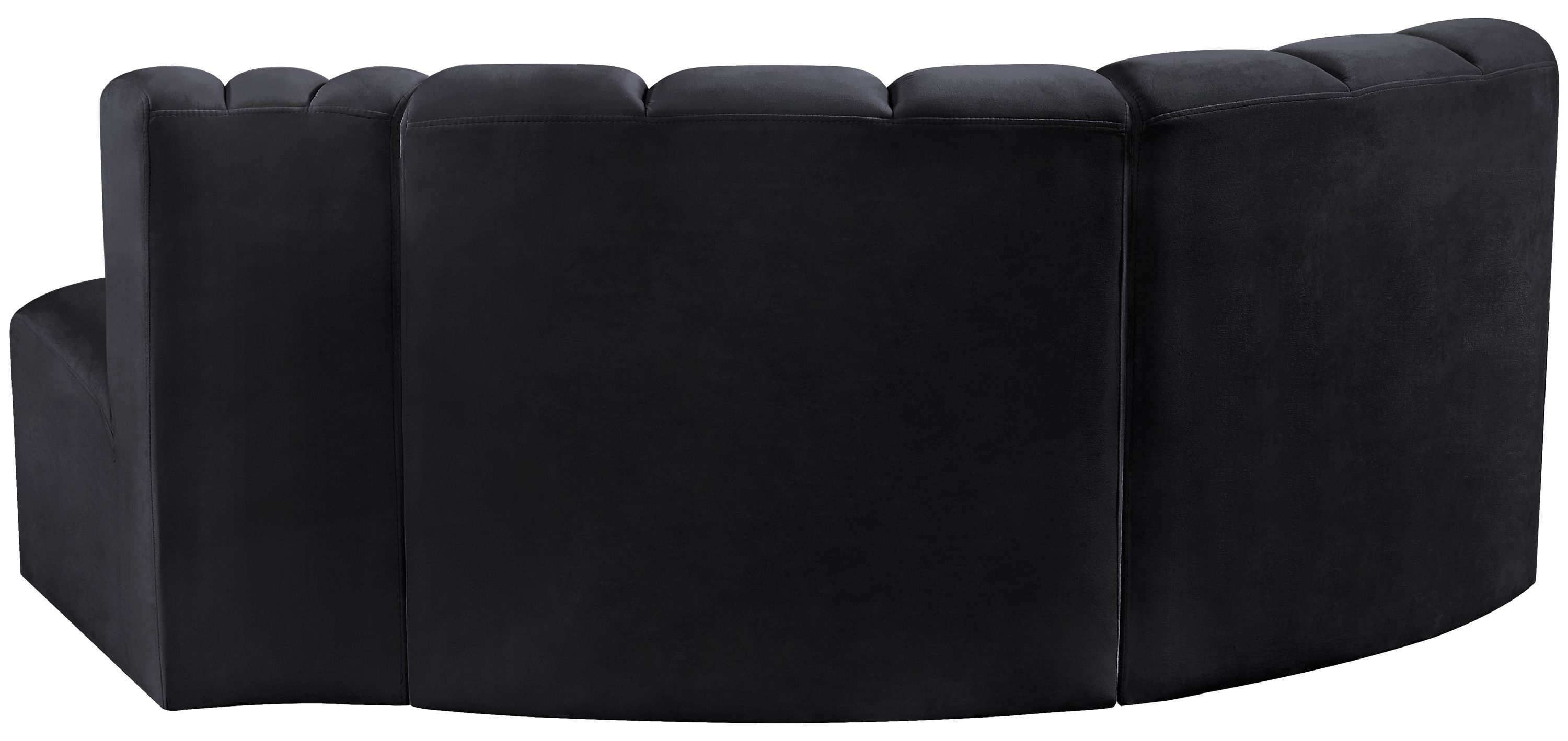 Arc - Velvet 3 Piece Modular L-Shaped Sofa - Black