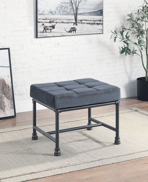 Brantley - Ottoman - Gray Velvet & Sandy Gray, dark gray