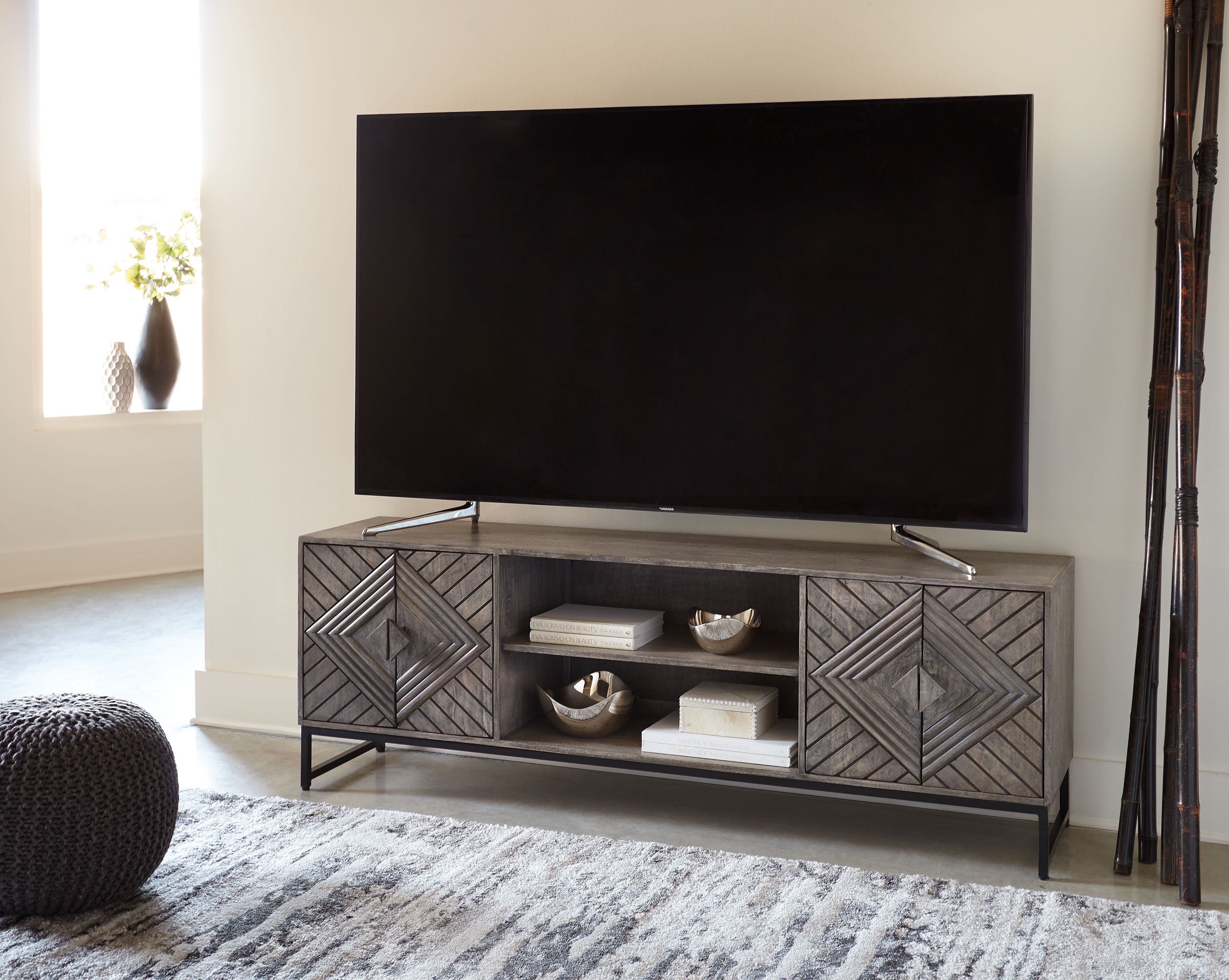 Ashley Furniture Treybrook - 2 Door Accent Cabinet - Distressed Gray - Image 7