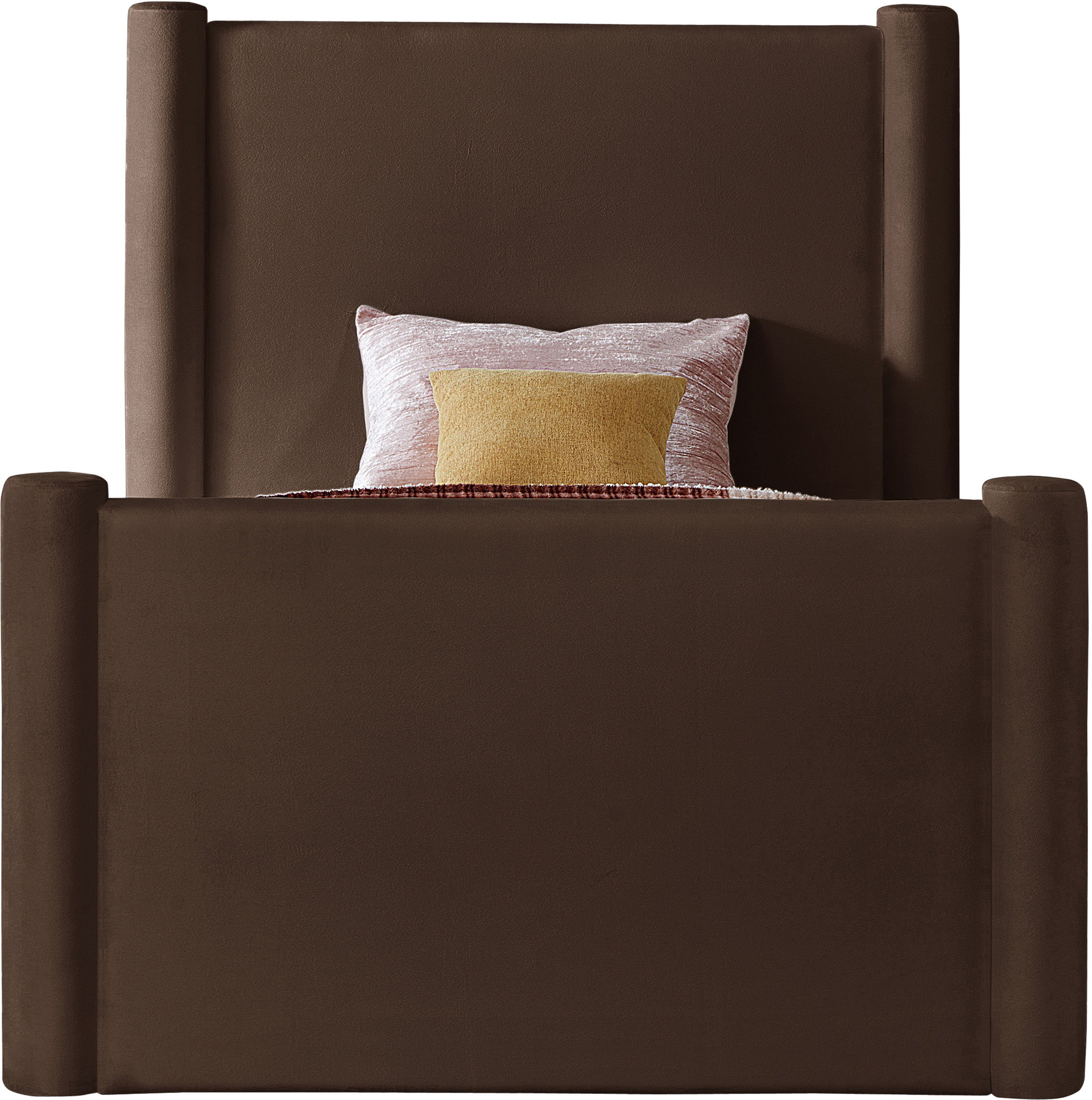 Elias - Velvet Twin Bed - Brown
