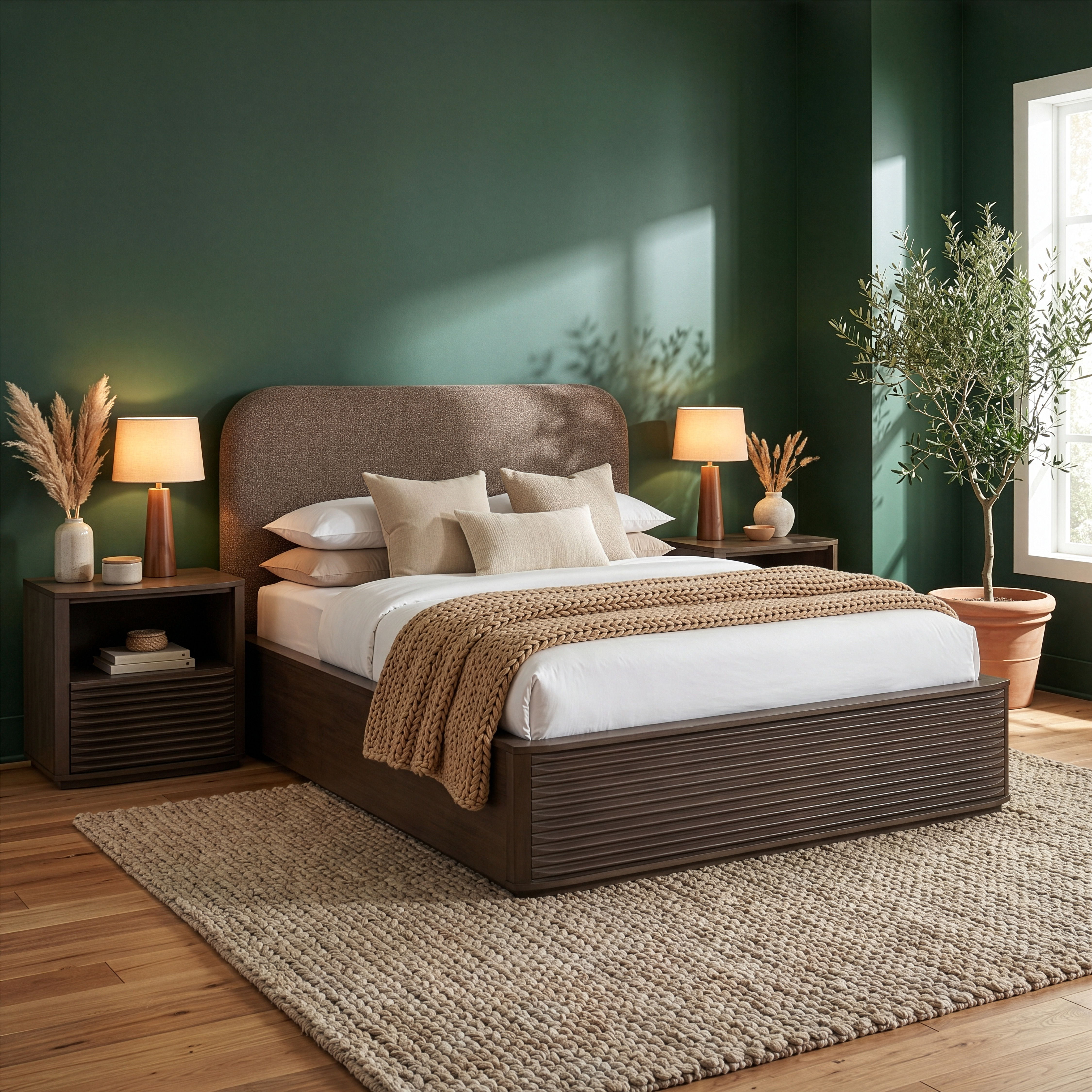 Morino - Interwoven Fabric Upholstered Queen Bed - Brown