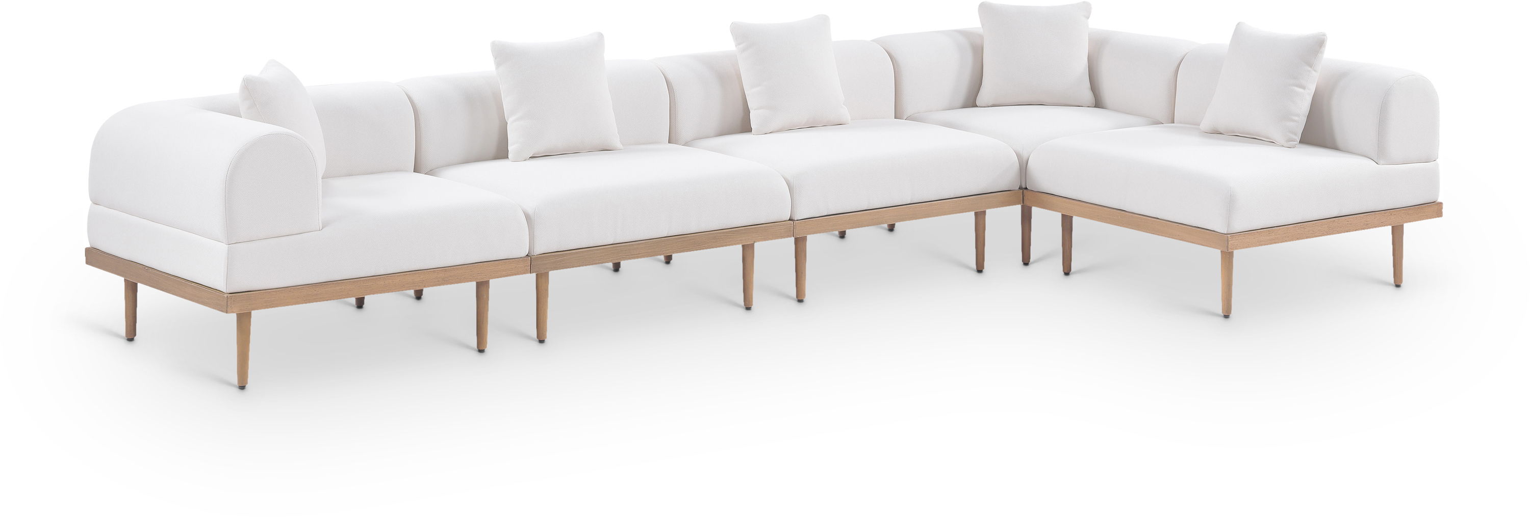 5 Pc · Resilient Water Resistant Fabric 142" Upholstered Outdoor Patio Modular Sectional