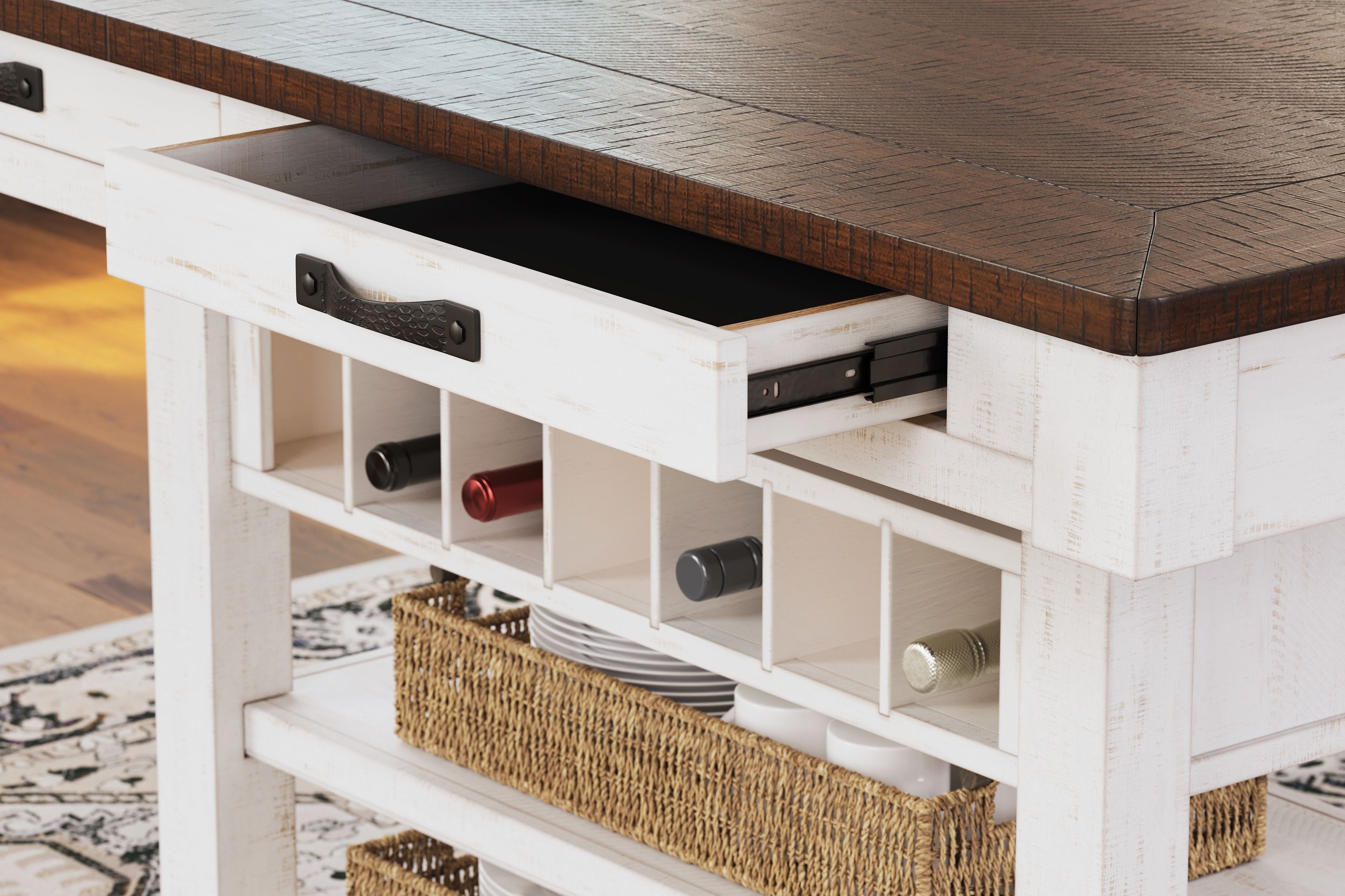 Ashley Furniture Valebeck - Rect Dining Room Counter Table With Wine Rack - White / Brown - Image 10