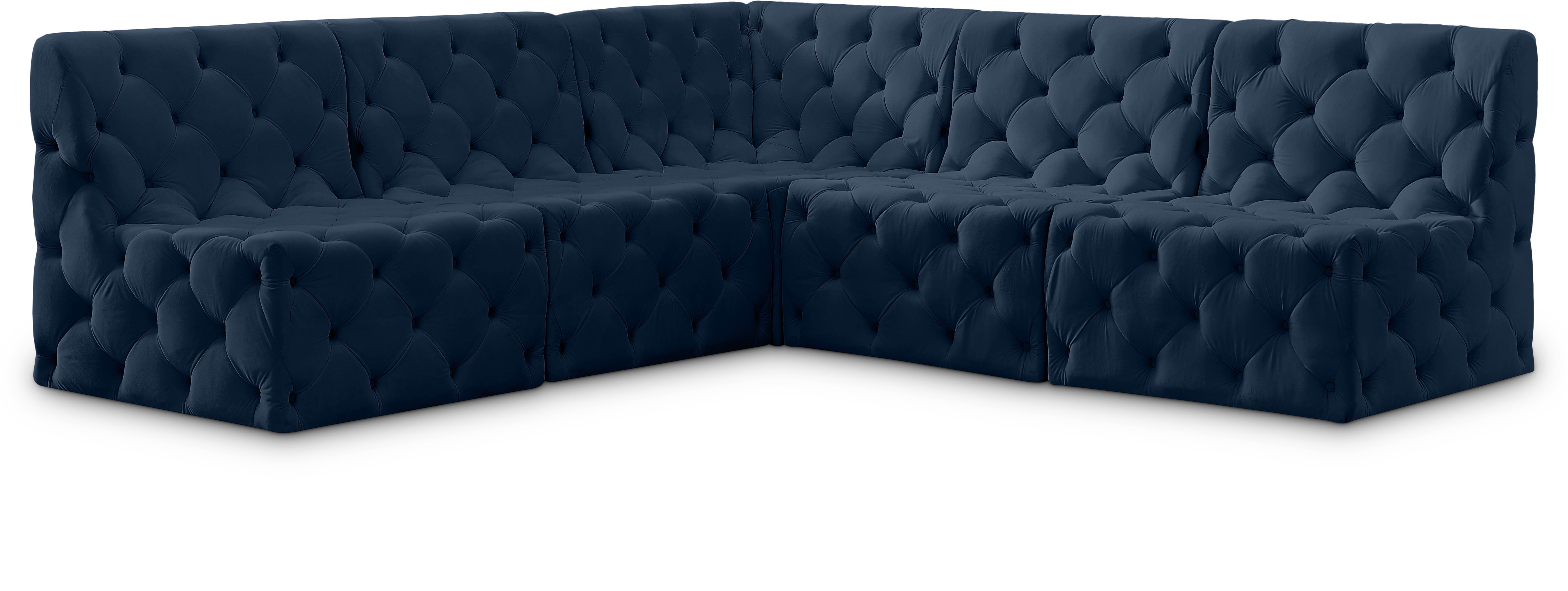 Tuft - 5 Piece Modular Corner Armless Sectional - Navy