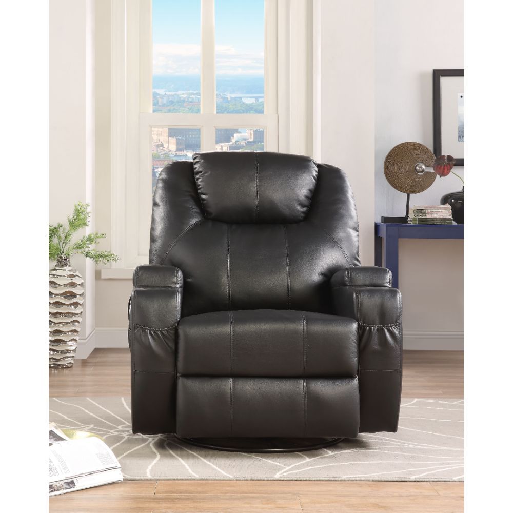 Waterlily - Motion Rocker Recliner With Swivel - Black Synthetic Leather, black, view 3